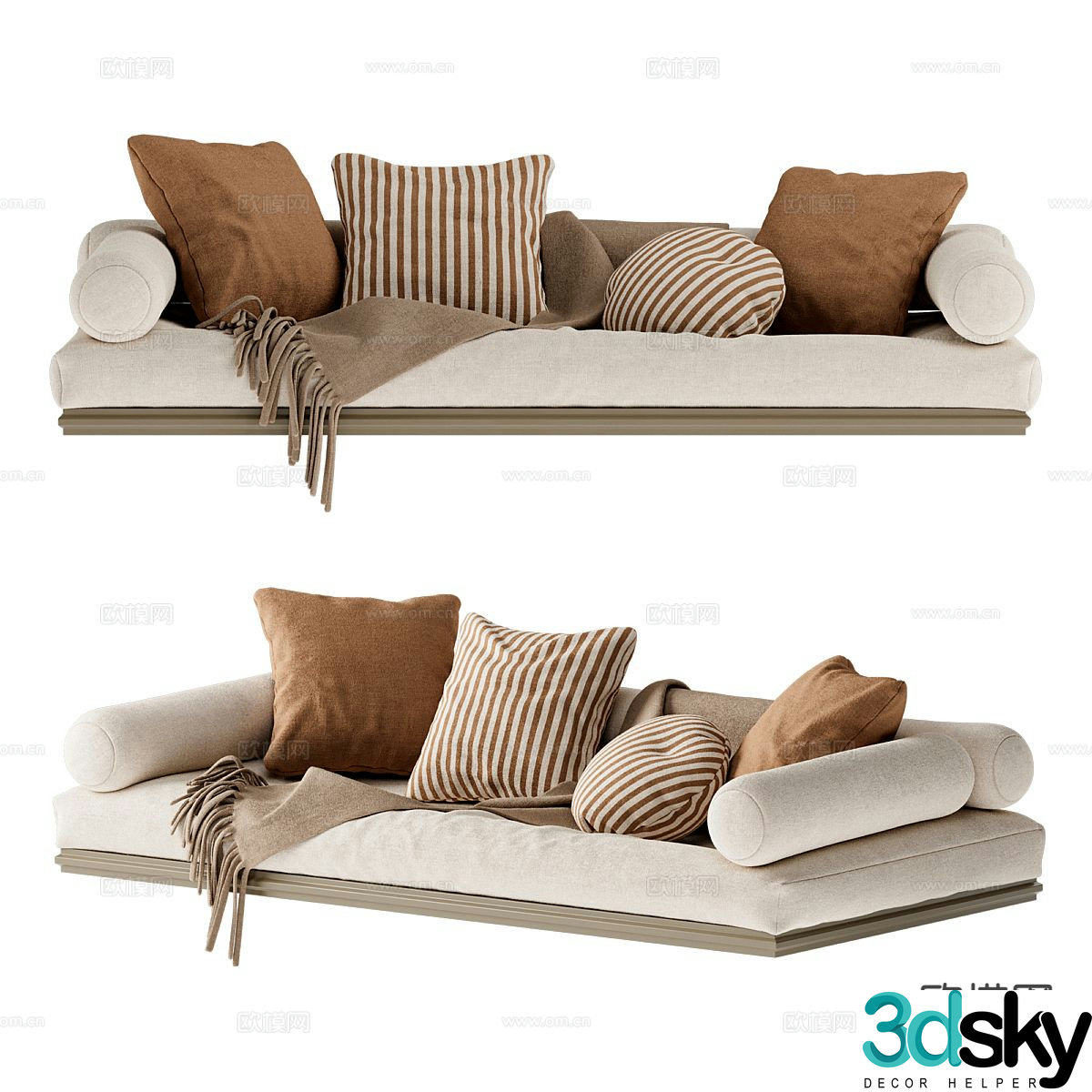 Modern lazy sofa fabric sofa 3d model