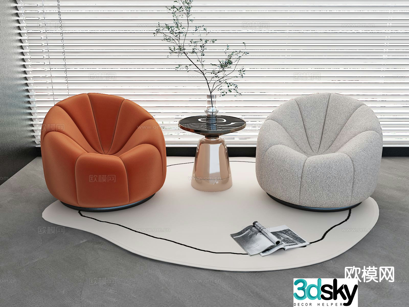 Modern single sofa 3d model