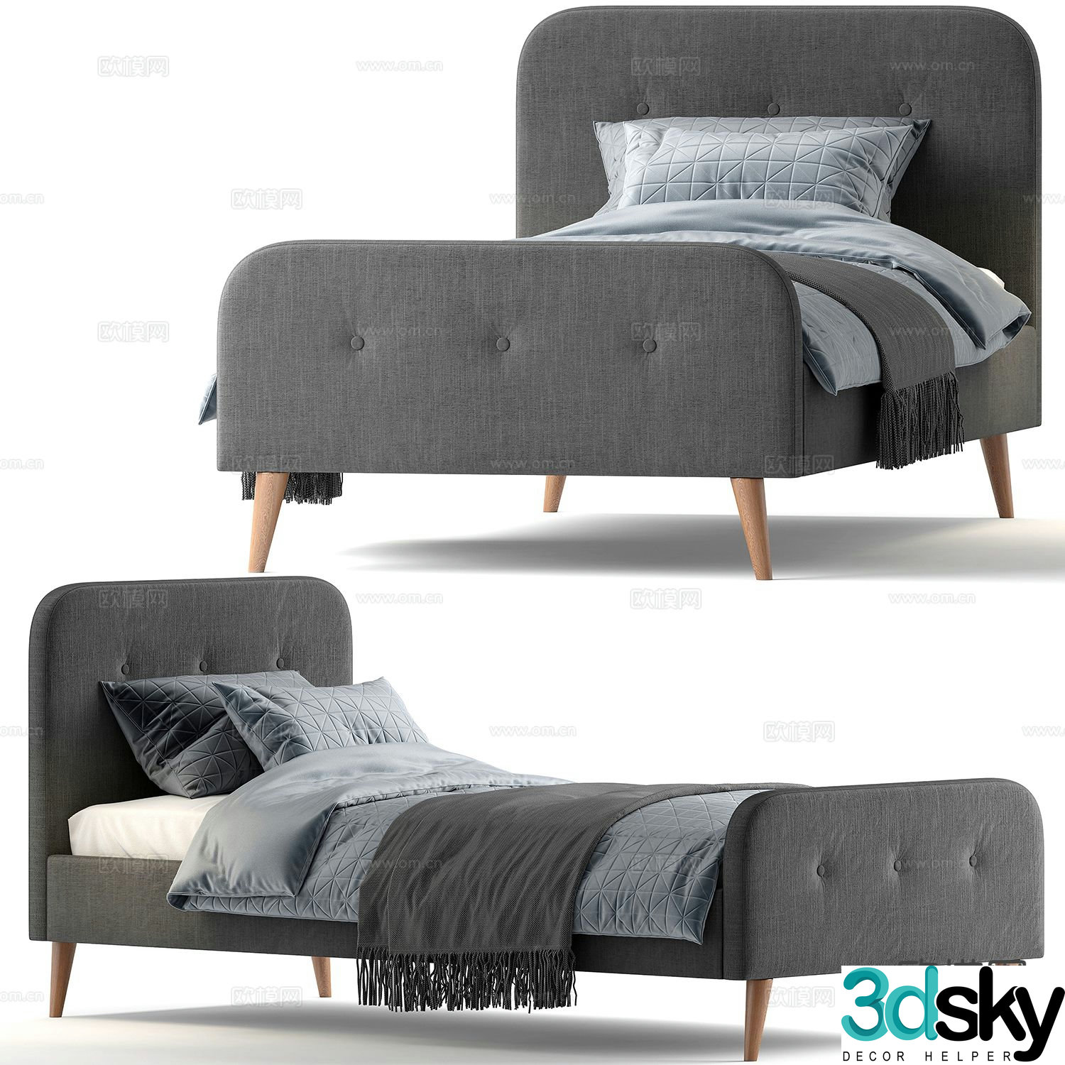 Modern single bed 3d model