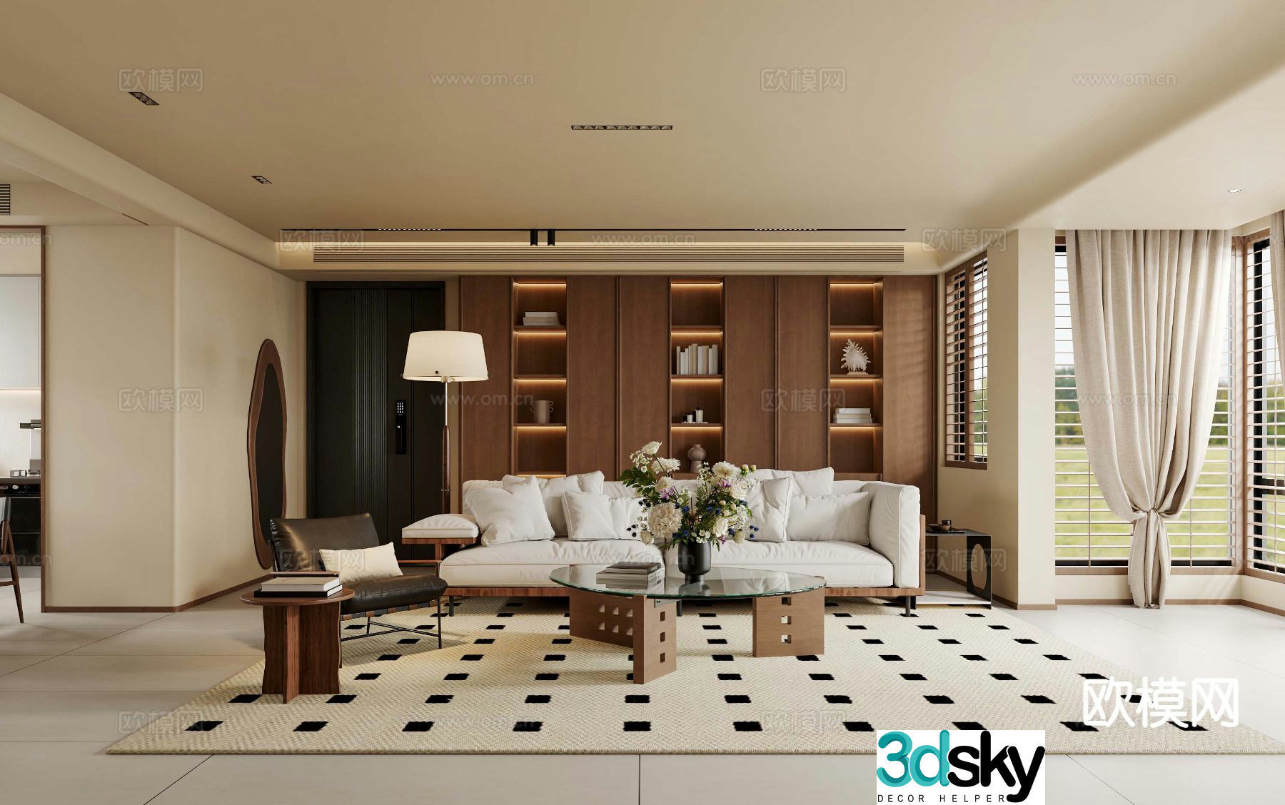 3D model of medieval style living room restaurant