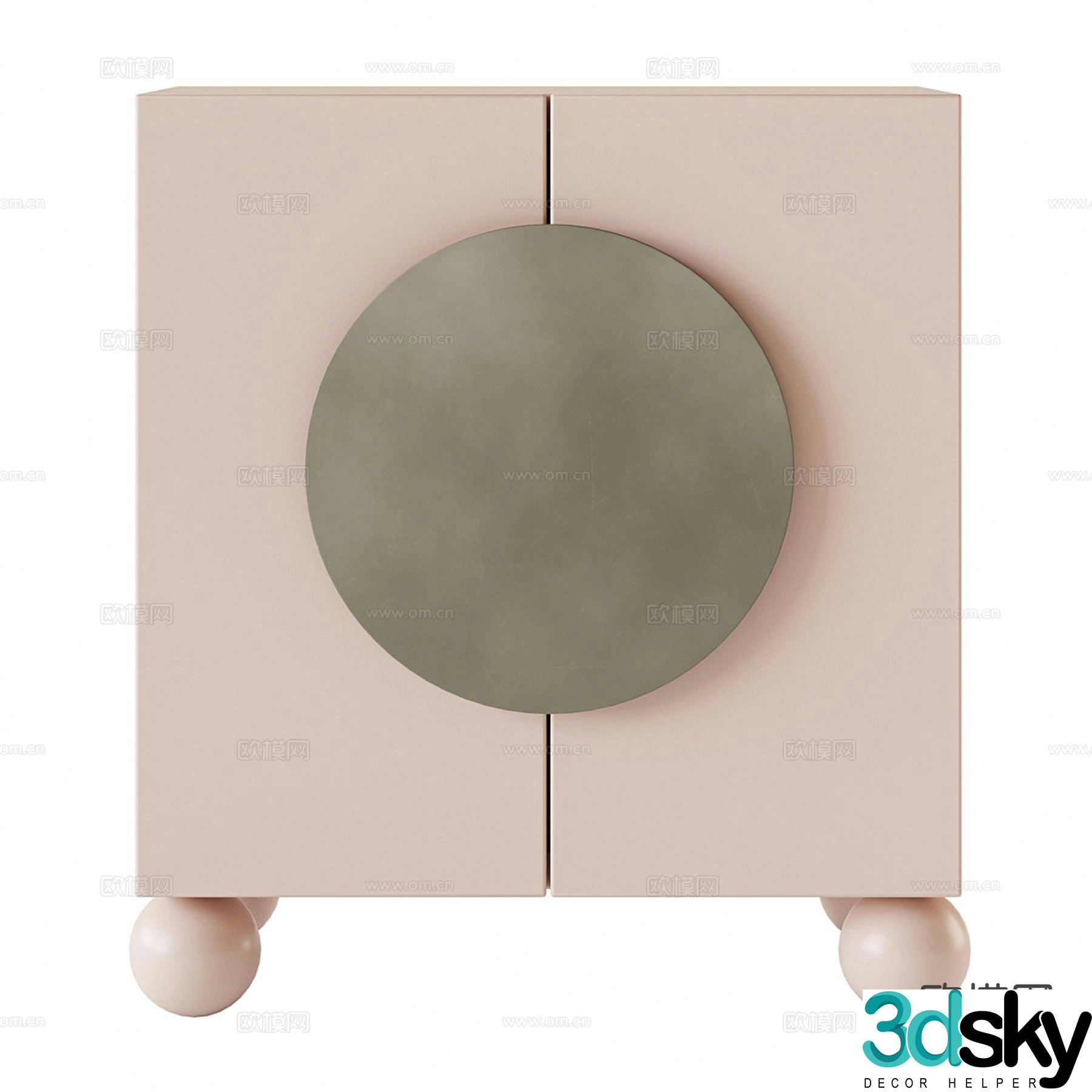 Pink bedside table 3d model