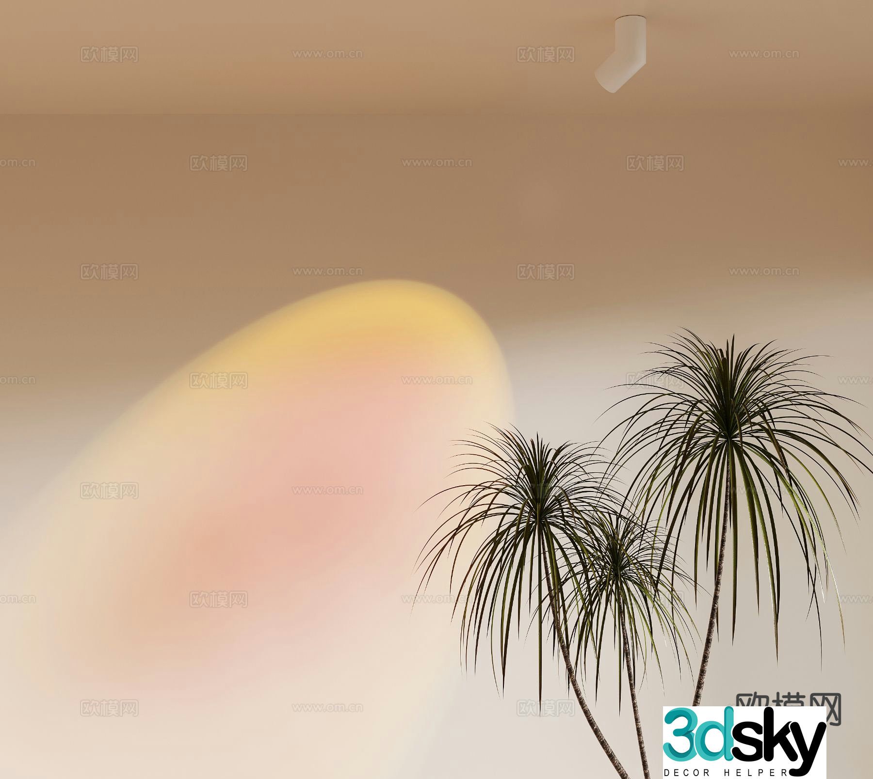 Modern sunset lamp spotlight floor potted plant 3d model