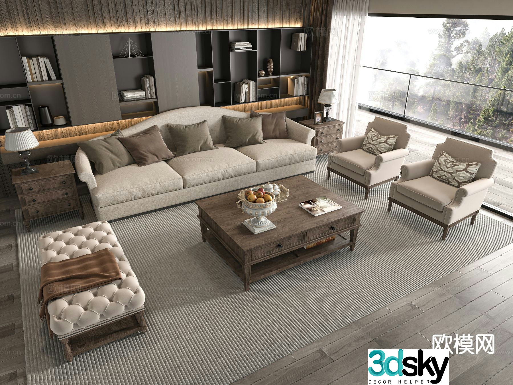 American sofa combination 3D model