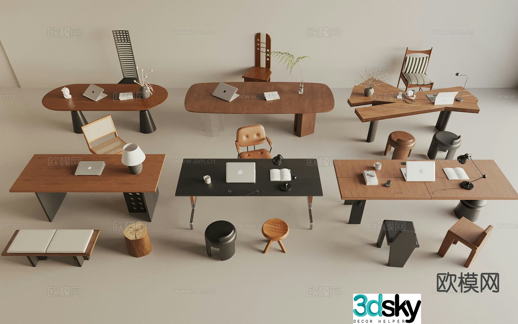 Medieval style desk and chair 3d model