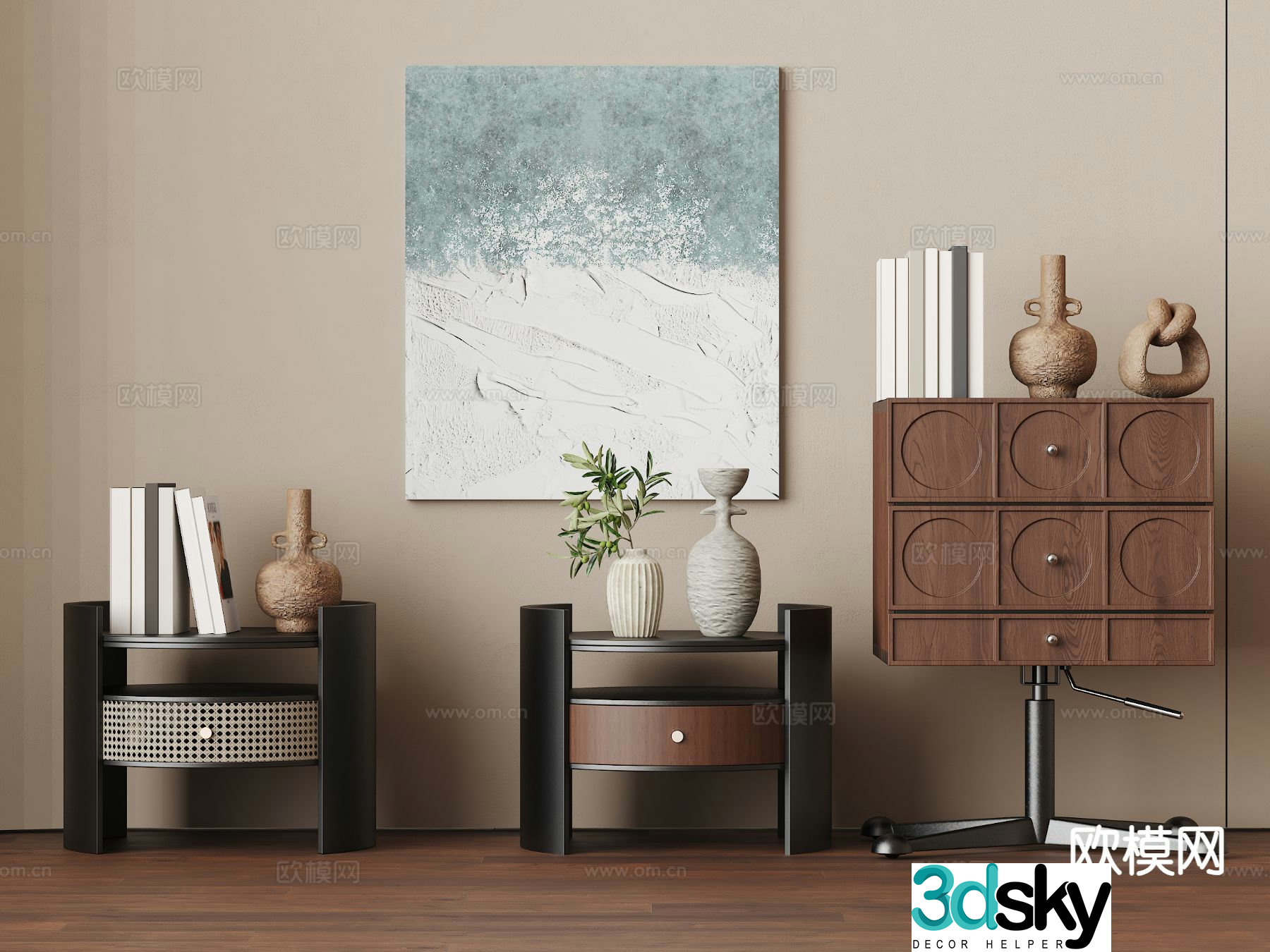 wabi-sabi bedside table 3d model