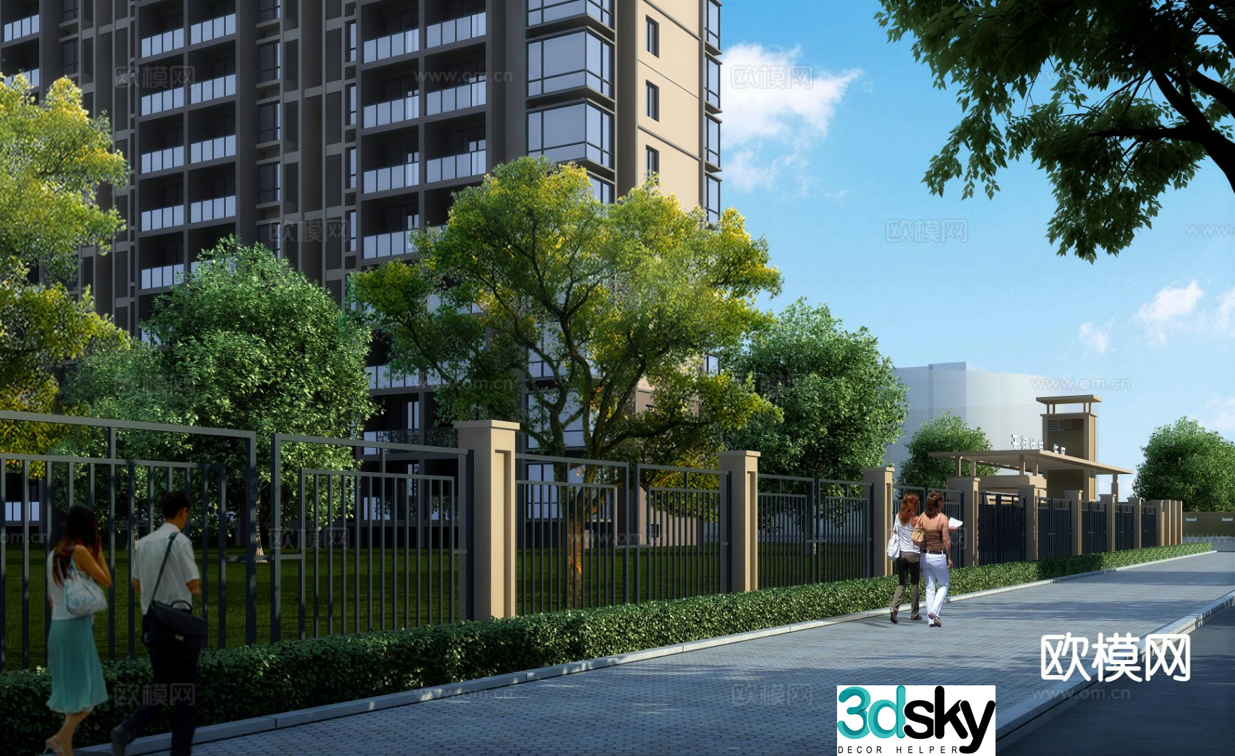 Community inner courtyard square landscape 3D model