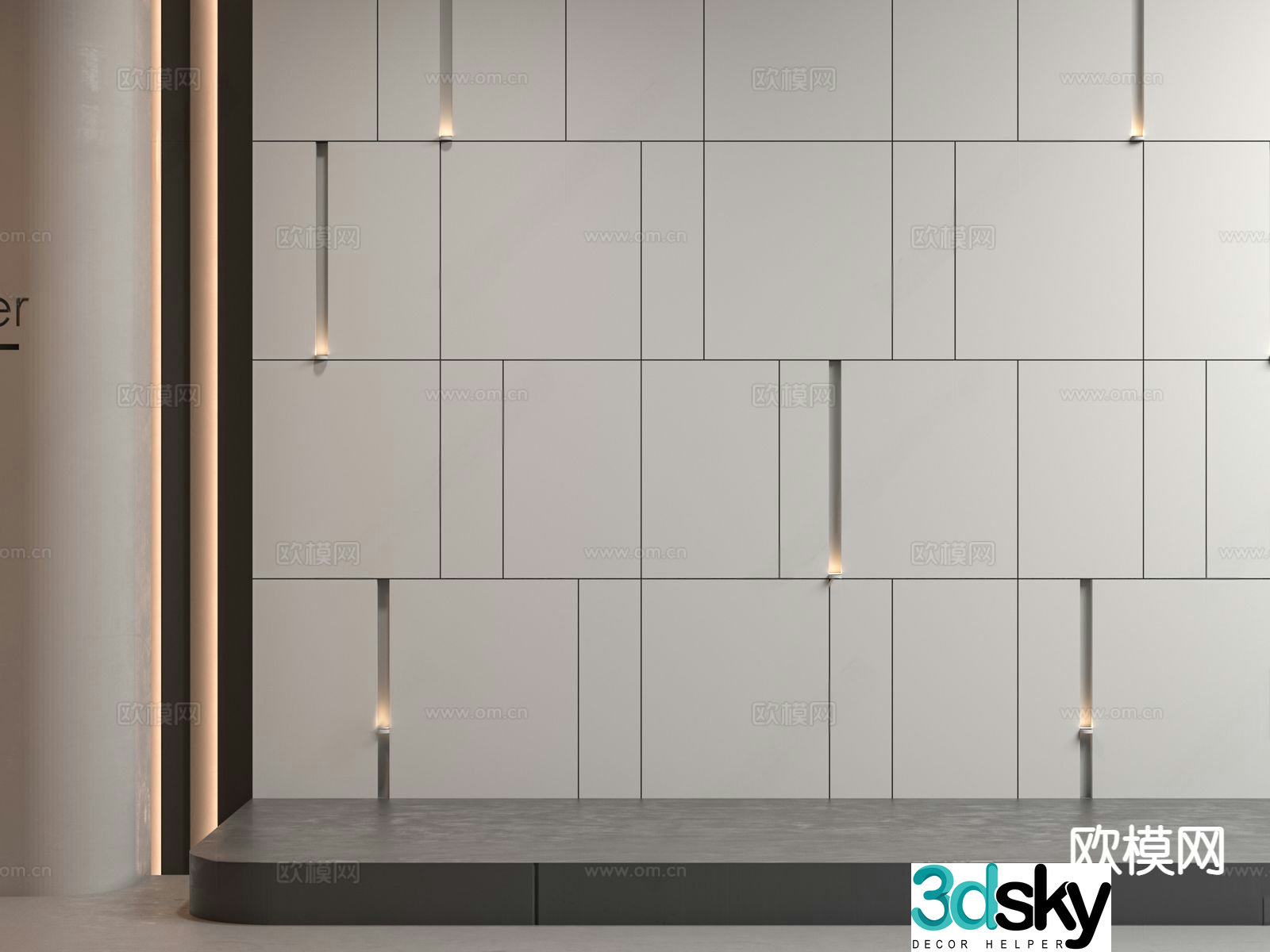 Modern stone modeling wall background wall brilliance wall 3d model