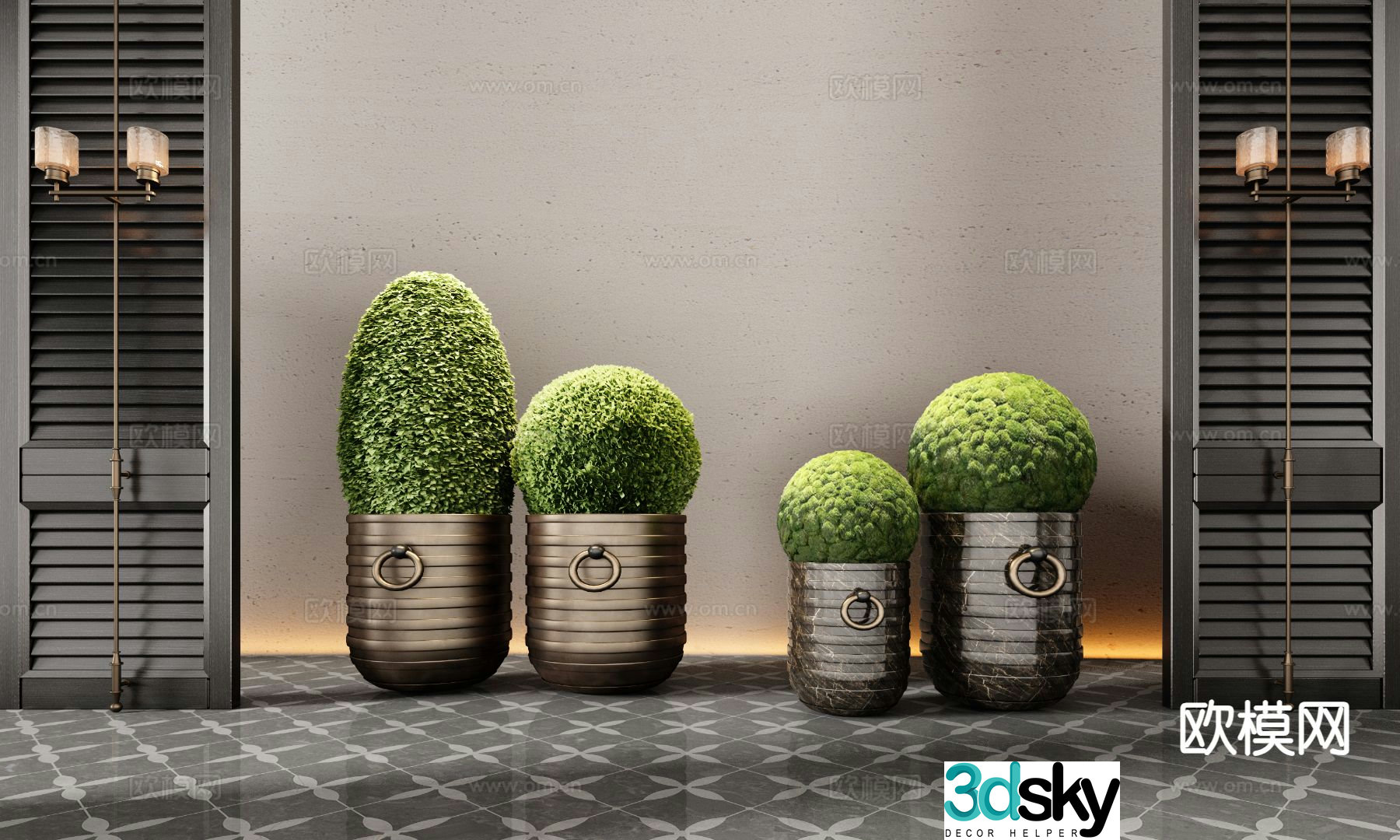CCD Hotel Moss Ball Flower Bowl Flower Pot 3D Model