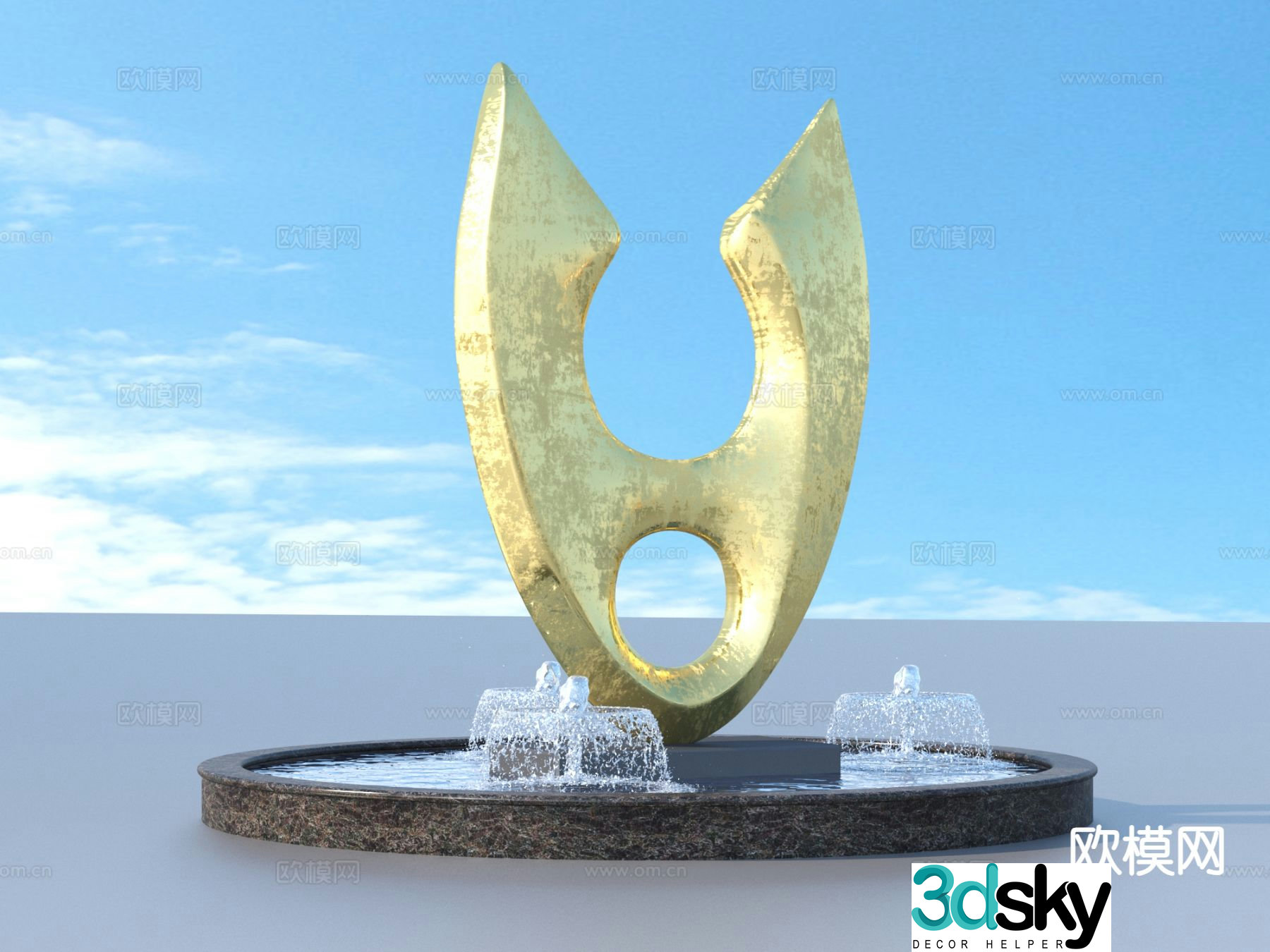 Urban Sculpture Waterscape Sketch Landscape Sculpture 3D Model