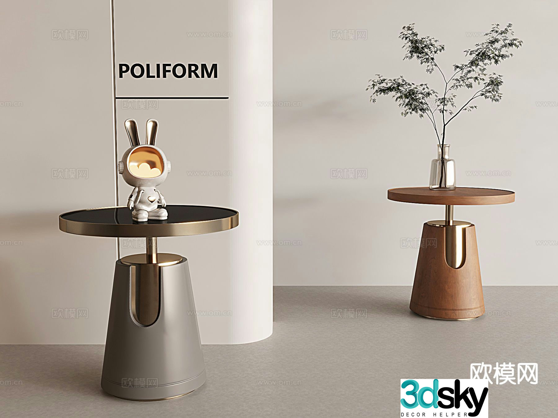 Italian round table side table corner table 3d model