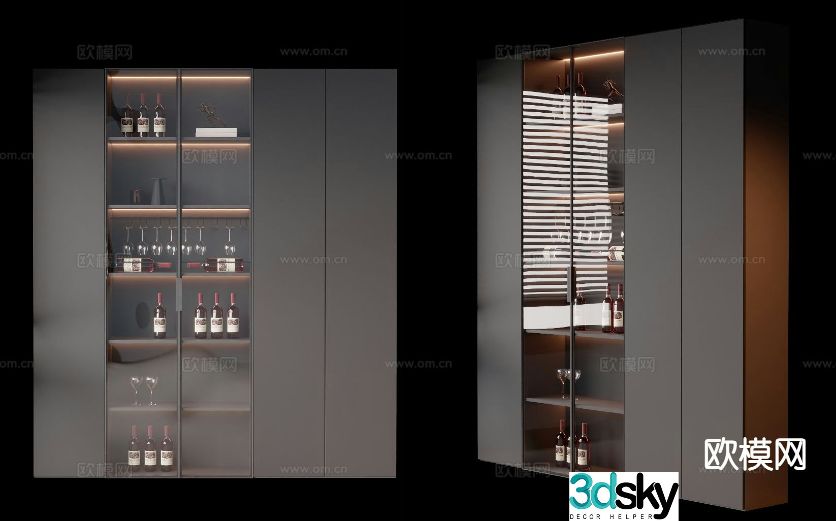 Modern black wine cabinet 3d model
