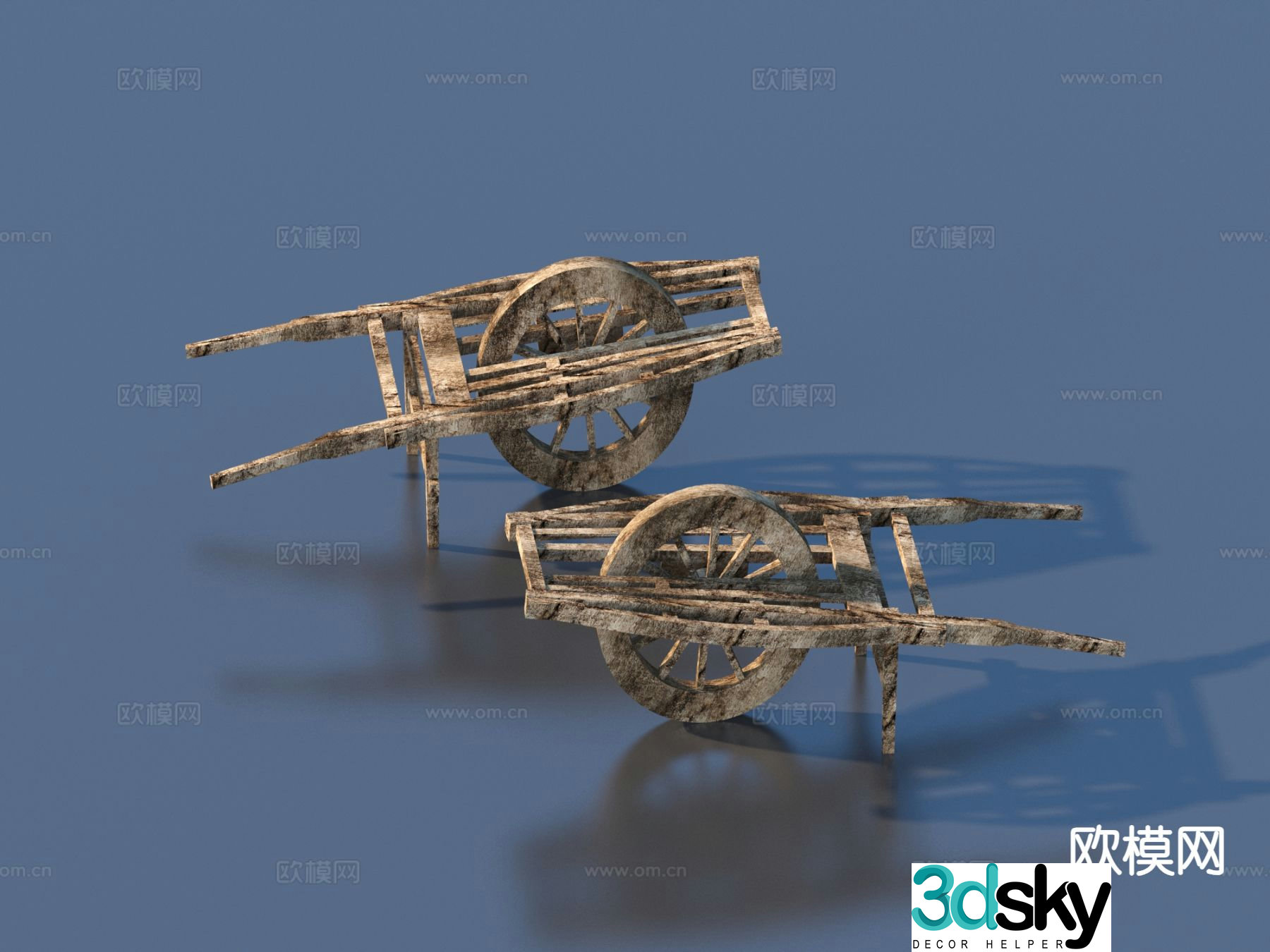 Trolley wheelbarrow folk sketch 3d model