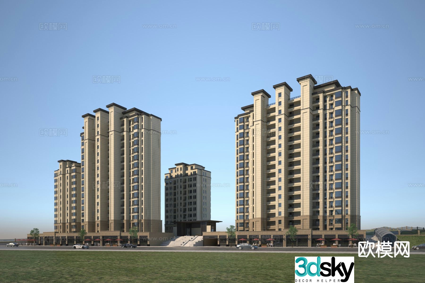High-rise residential exterior 3D model