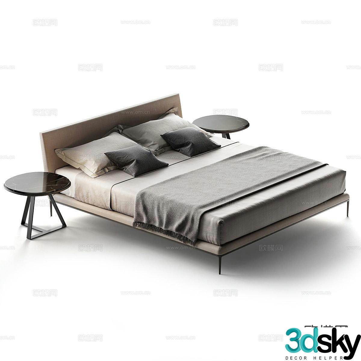 Modern double bed fabric double bed 3d model