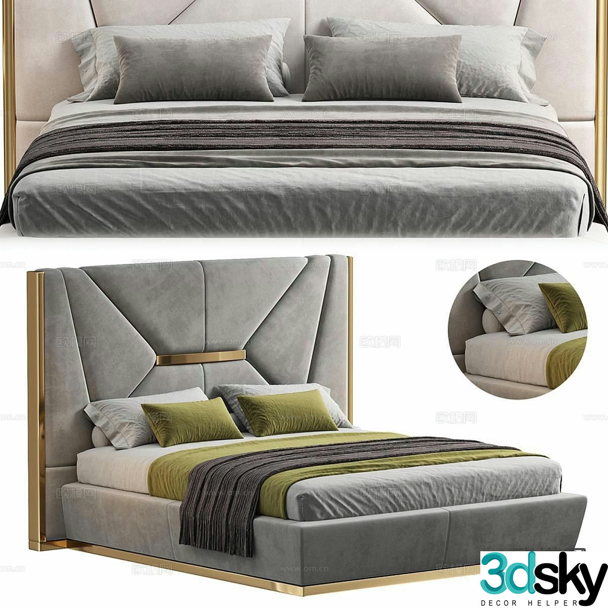 Italian double bed 3d model