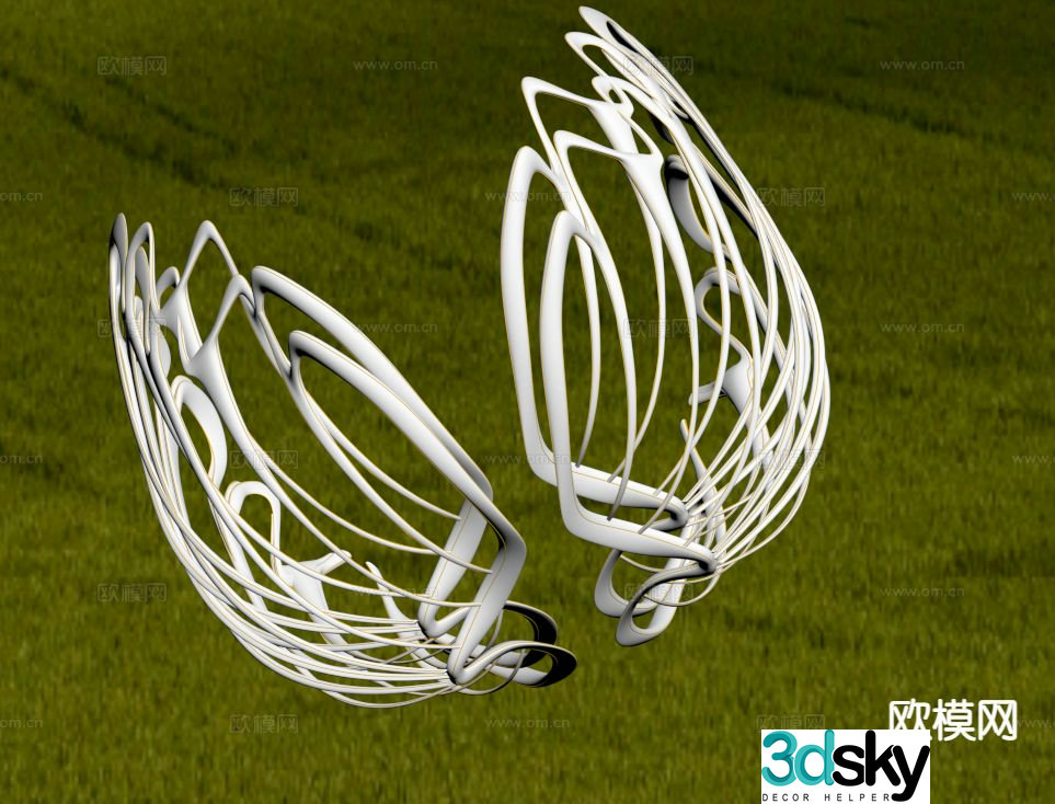 Shell Sculpture Wings Landscape Sculpture 3D Model