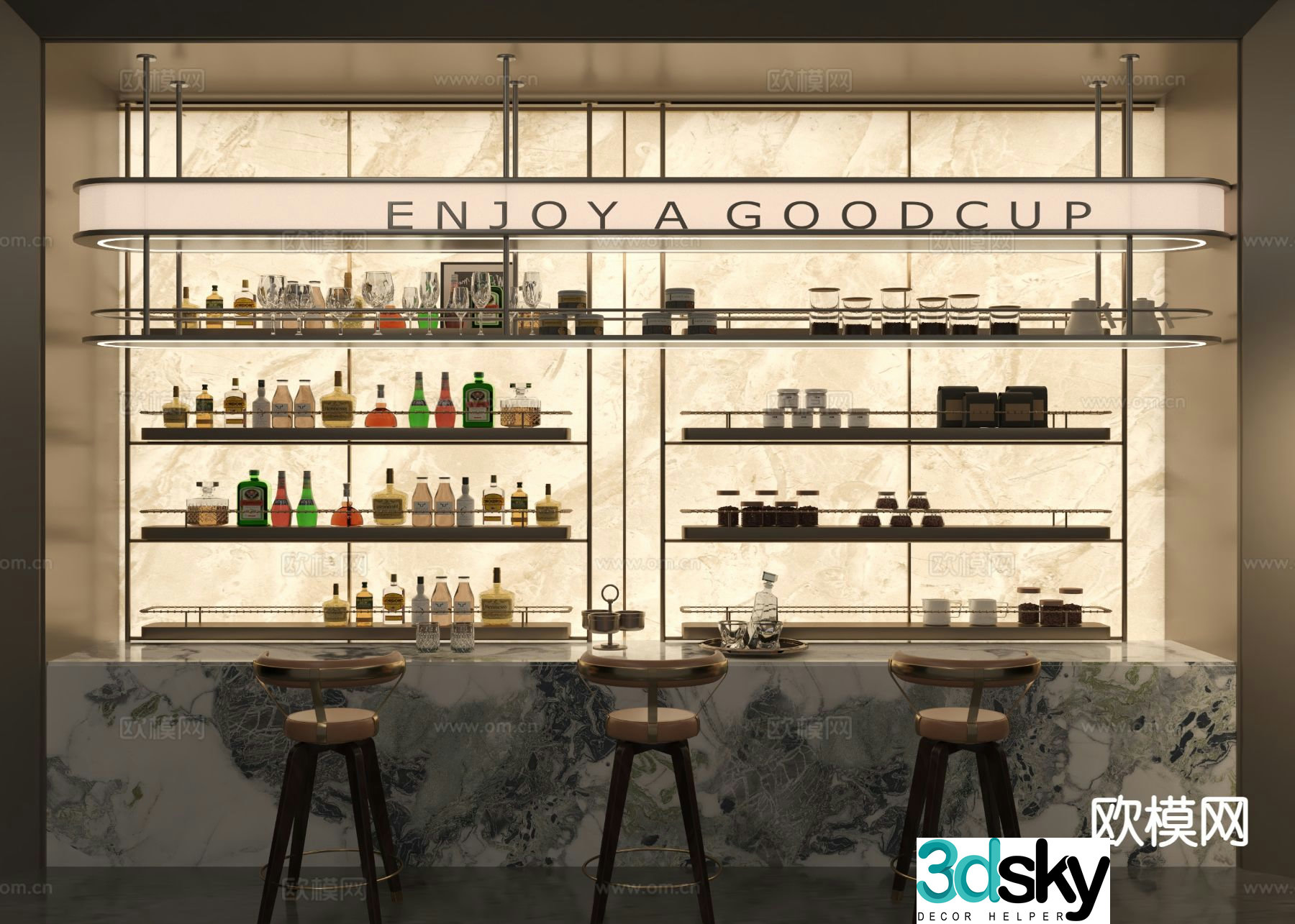 Modern wine cabinet wine rack 3d model