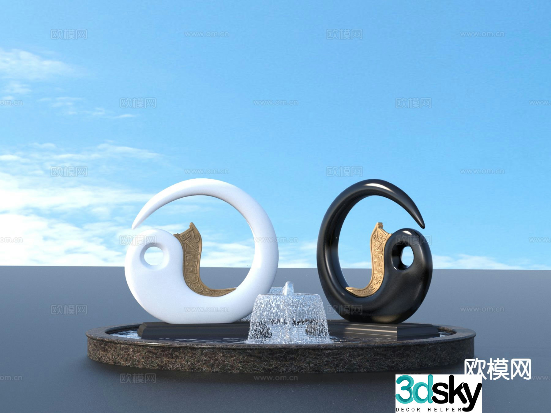 Urban Sculpture Waterscape Sketch Landscape Sculpture 3D Model