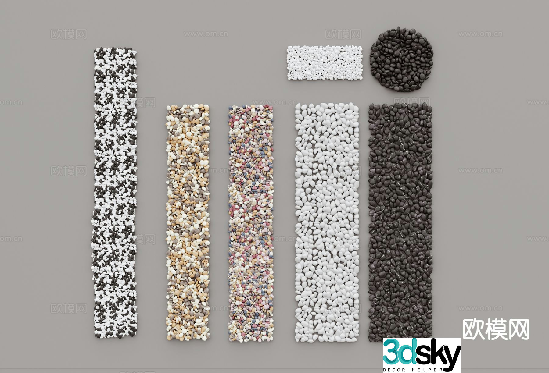 Cobblestone paving gravel paving landscape stone gravel 3d model