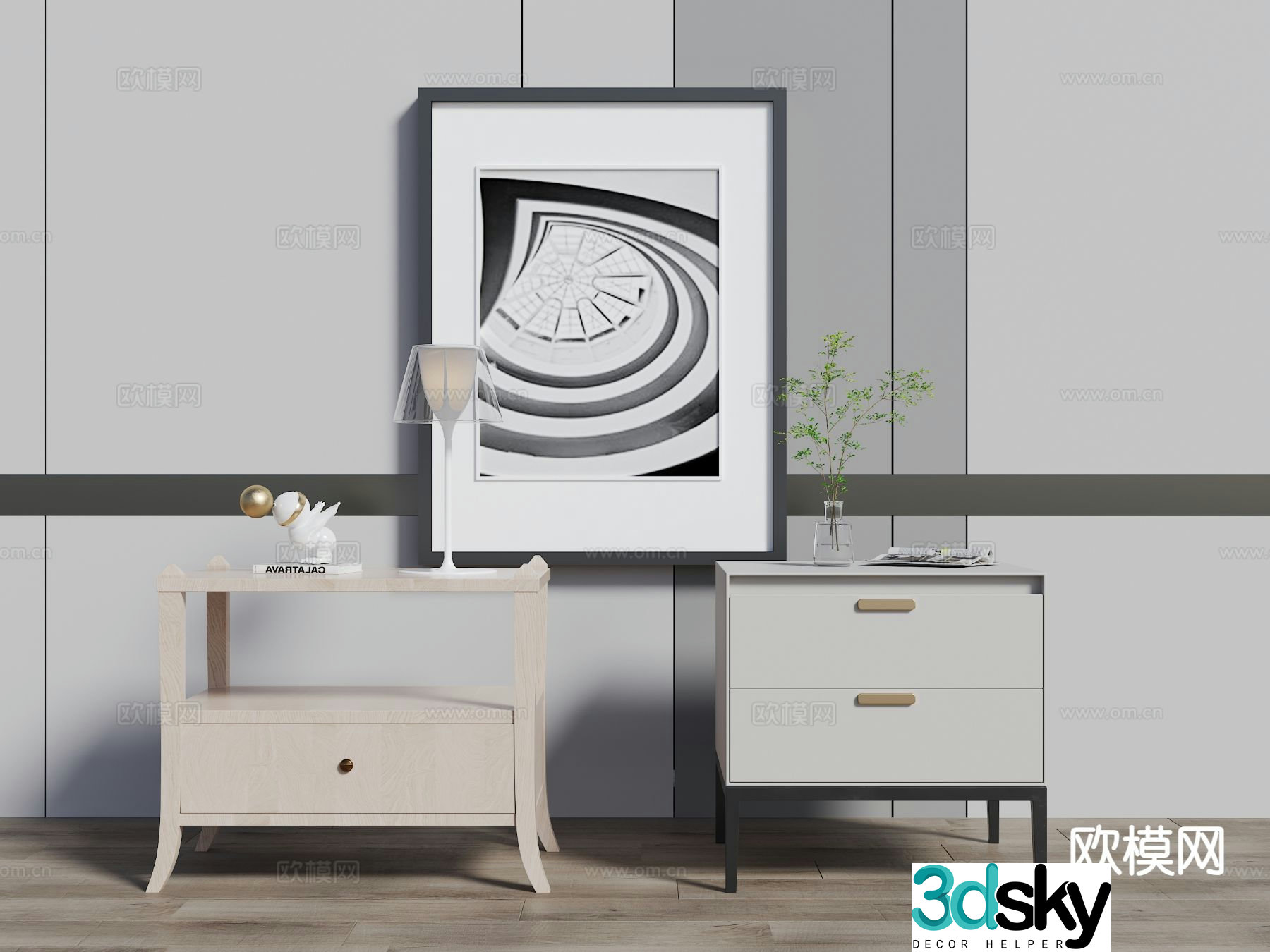 Modern bedside table 3d model