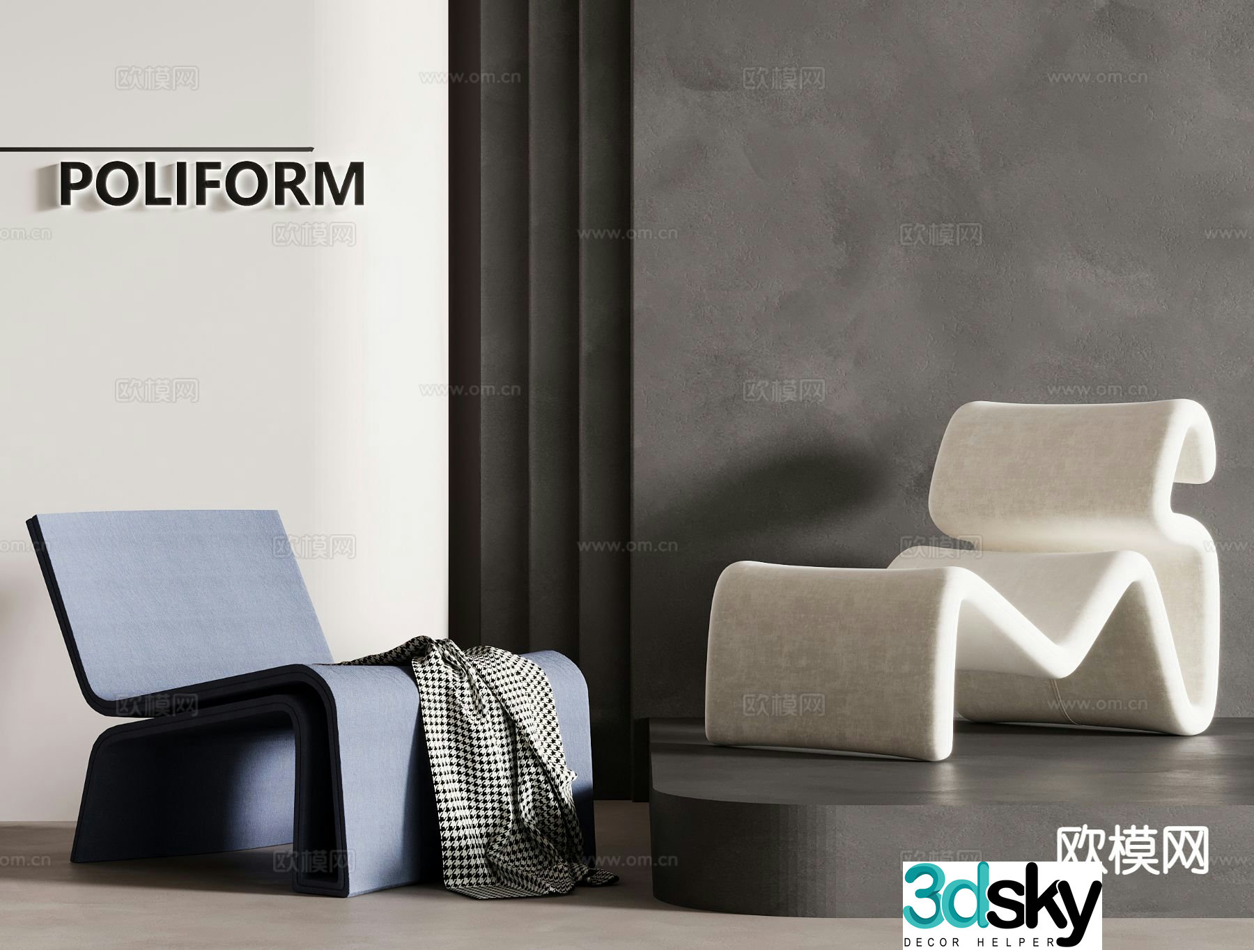 Modern chair leisure chair single chair 3d model