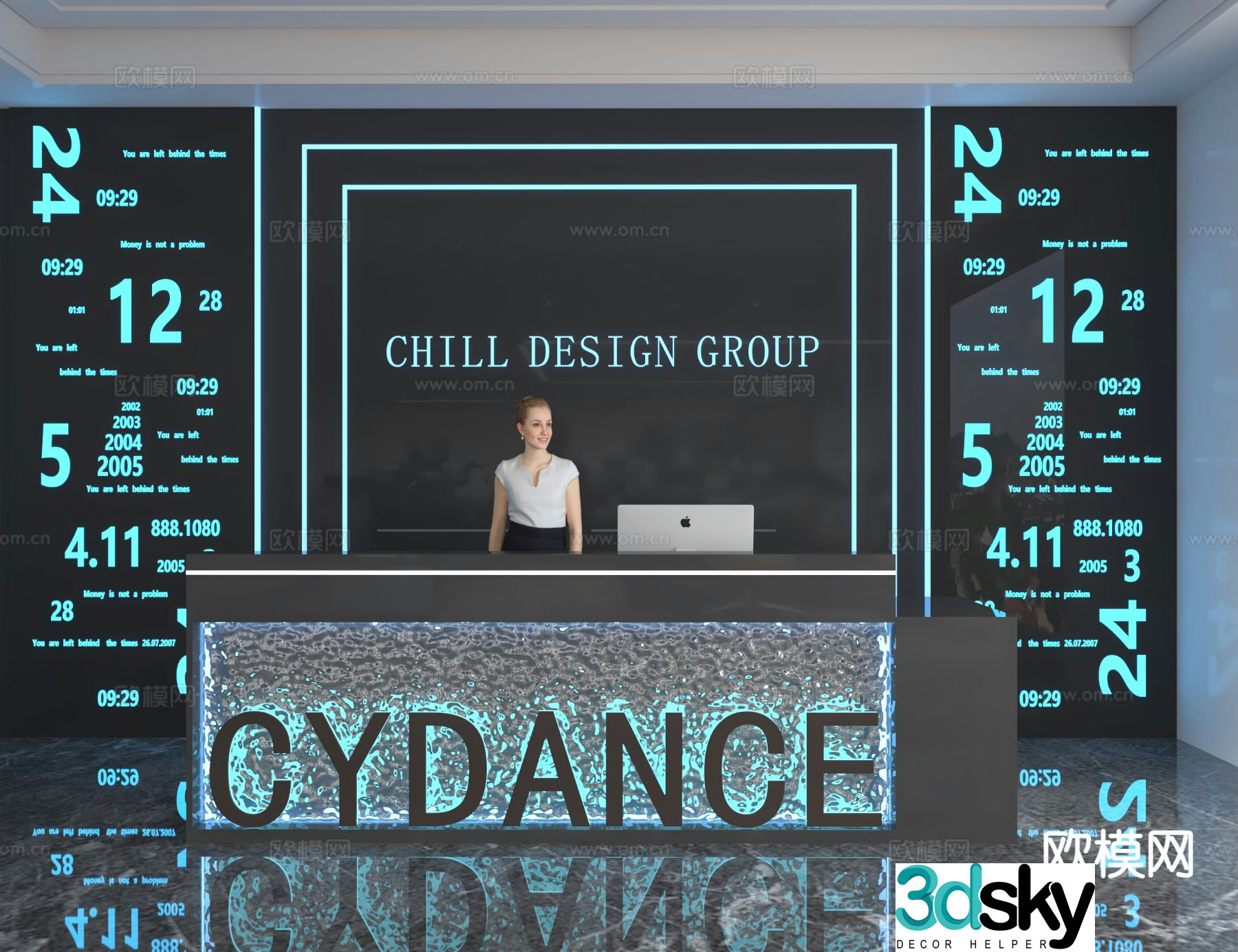 Modern front desk reception desk information desk 3d model