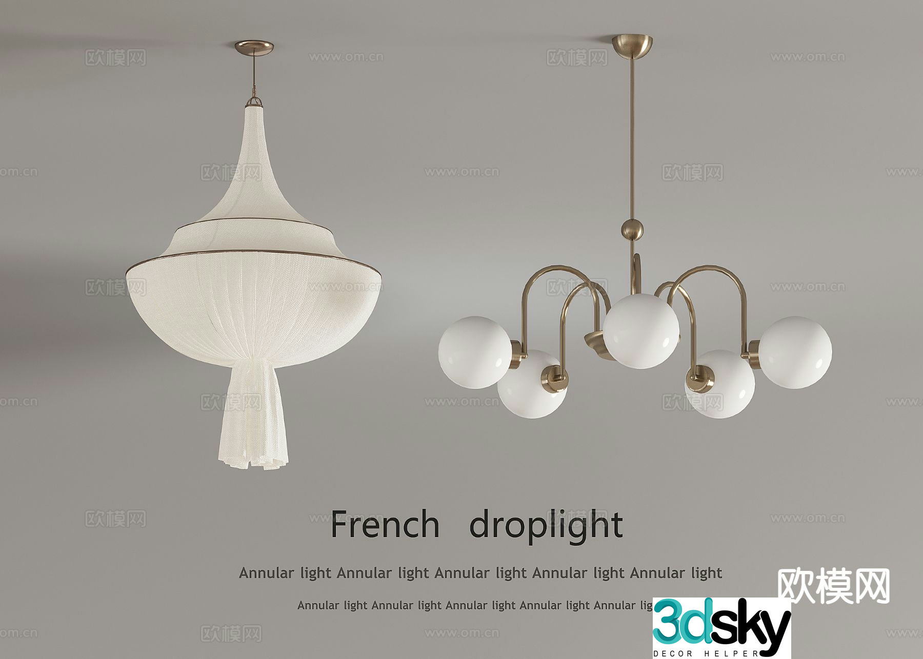 French Chandelier Restaurant Chandelier 3D Model