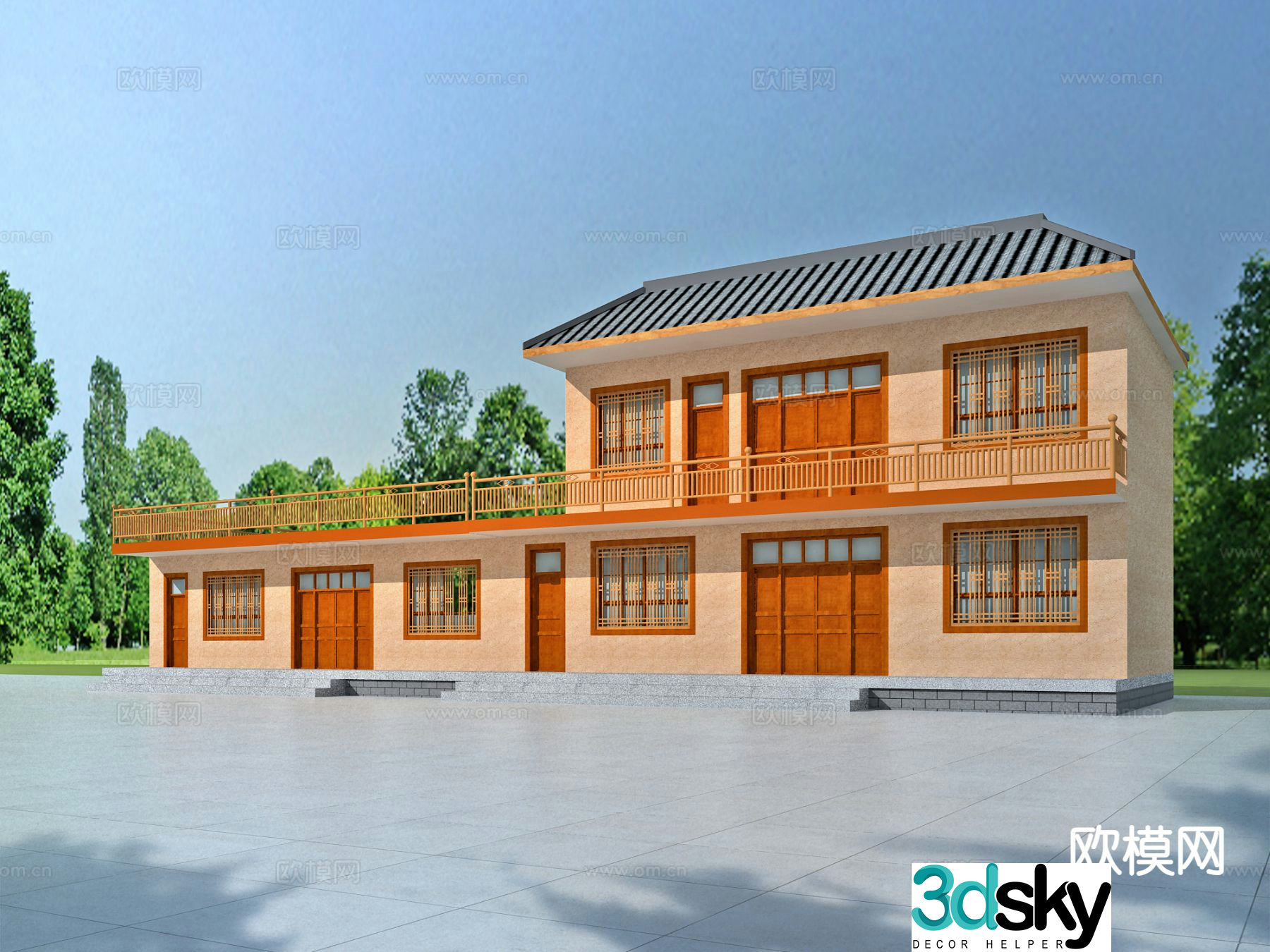 New Chinese style rural house self-built house appearance 3D model