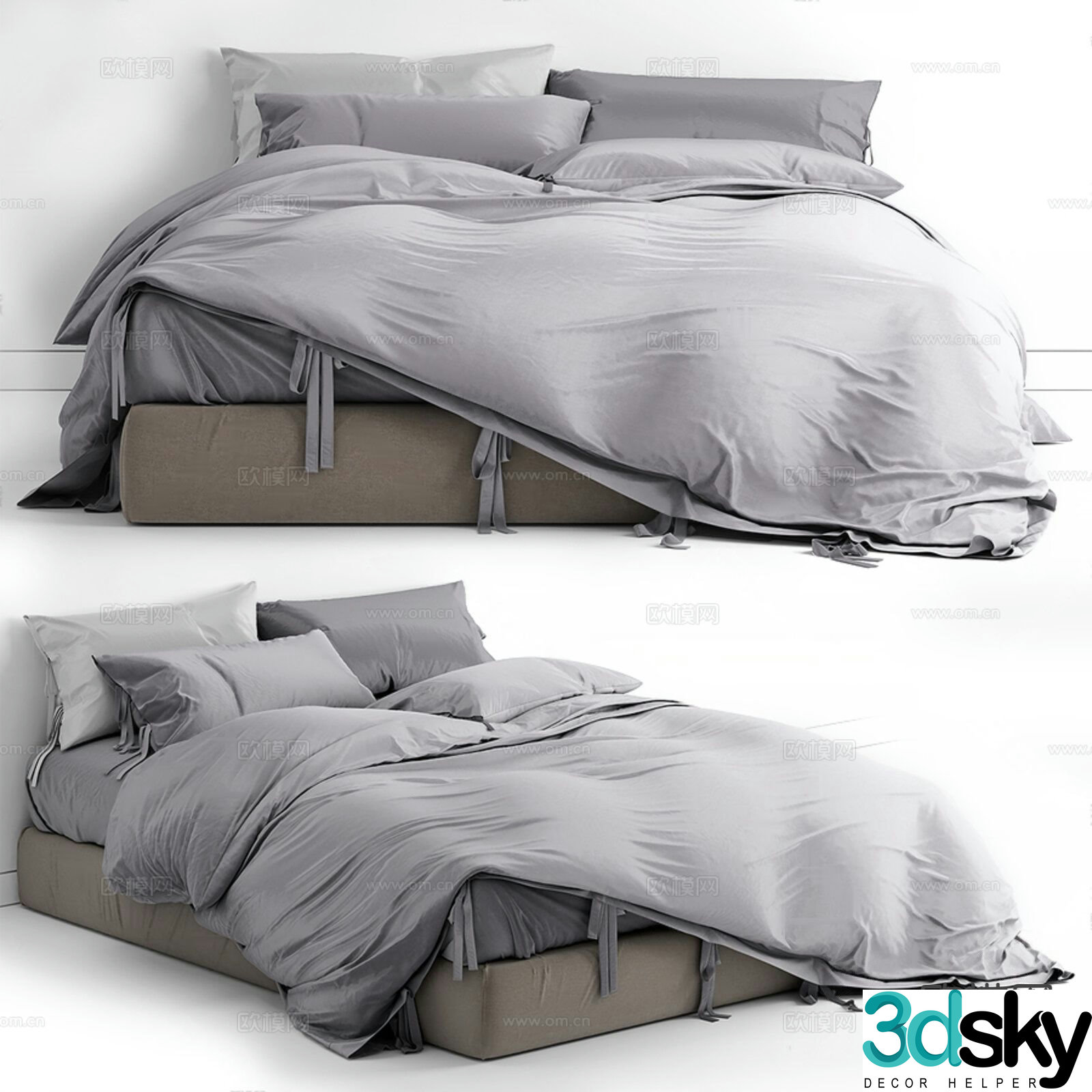 Modern double bed 3d model