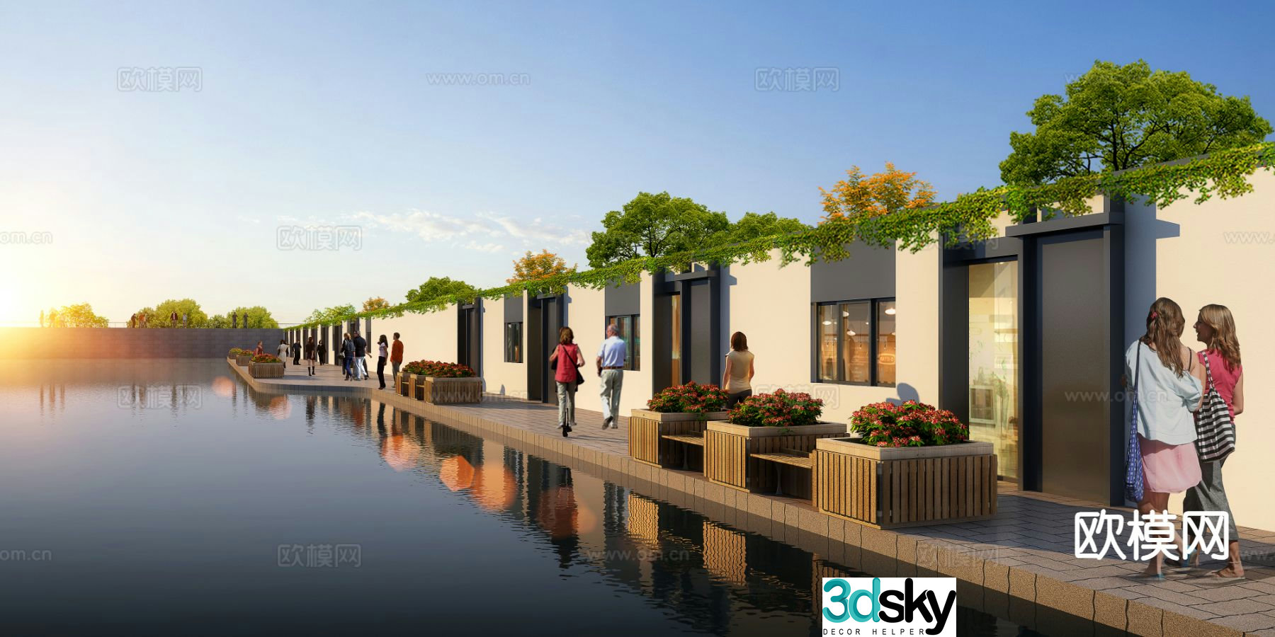 Park riverfront 3d model