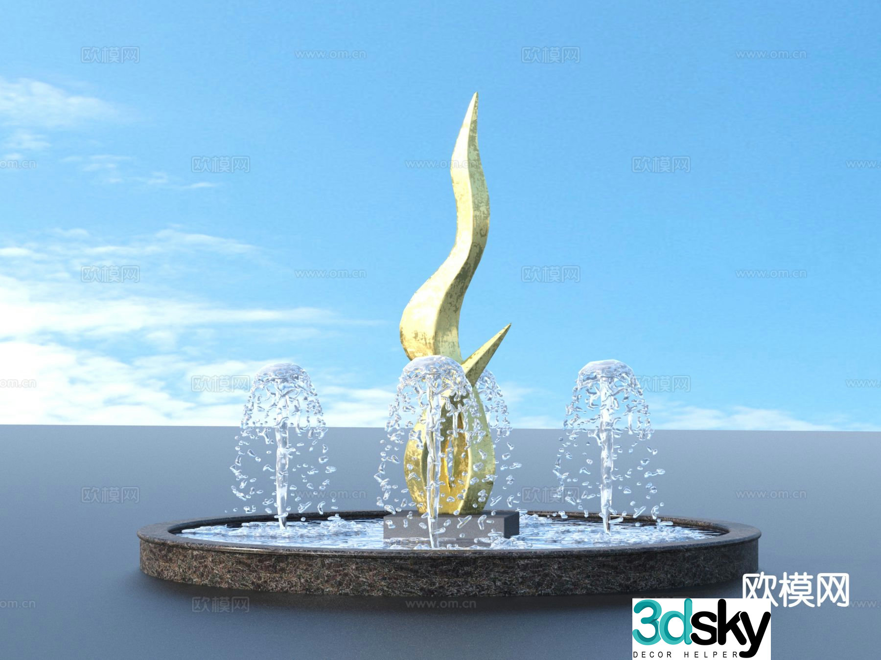 Urban Sculpture Waterscape Sketch Landscape Sculpture 3D Model