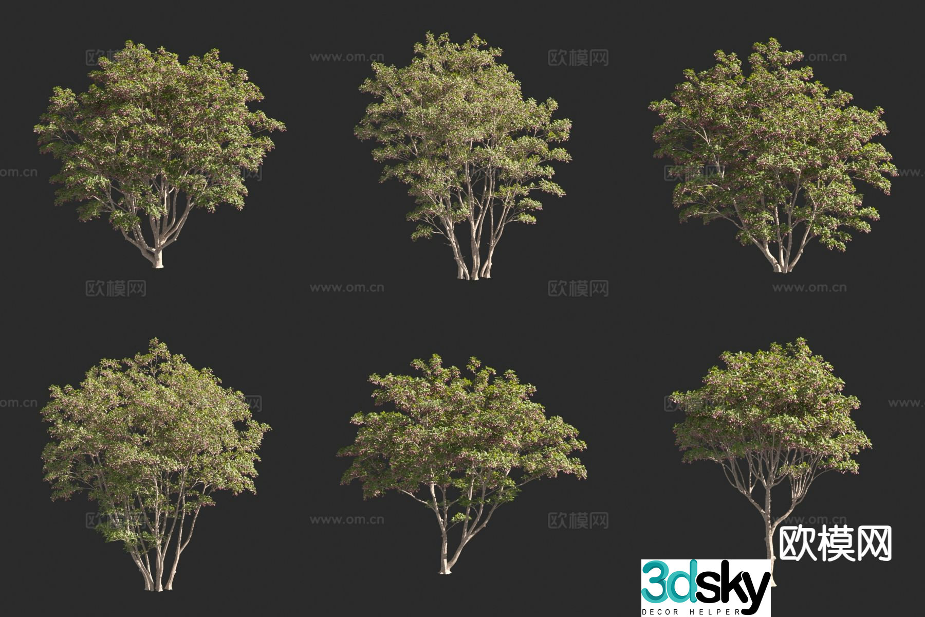 Cloth pattern bell flower tree landscape tree 3d model