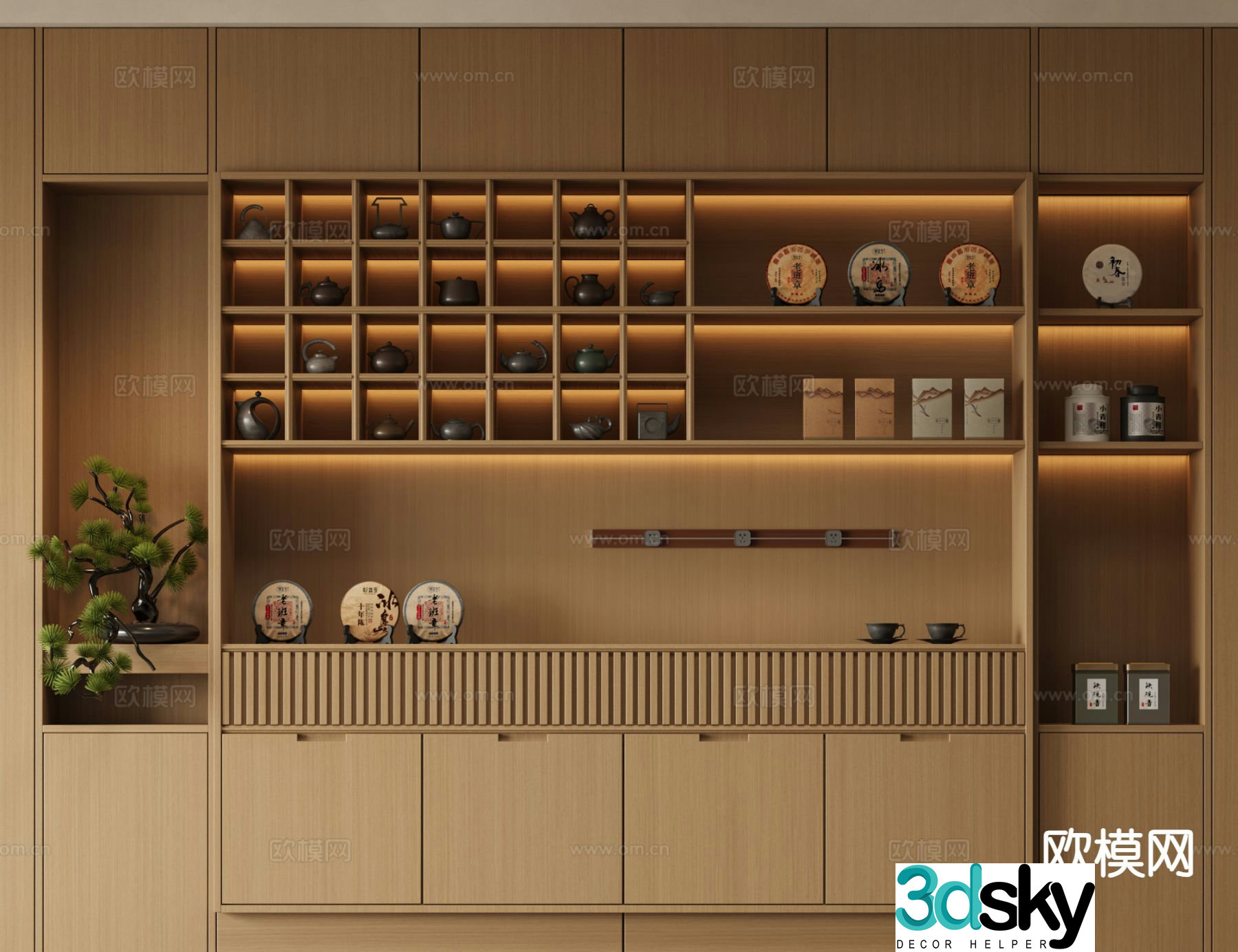 New Chinese style tea cabinet Zen tea cabinet 3D model