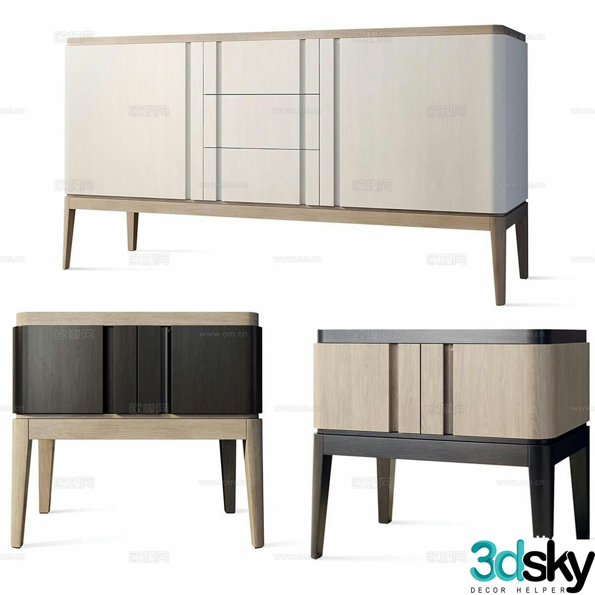 Italian bedside table side cabinet 3d model