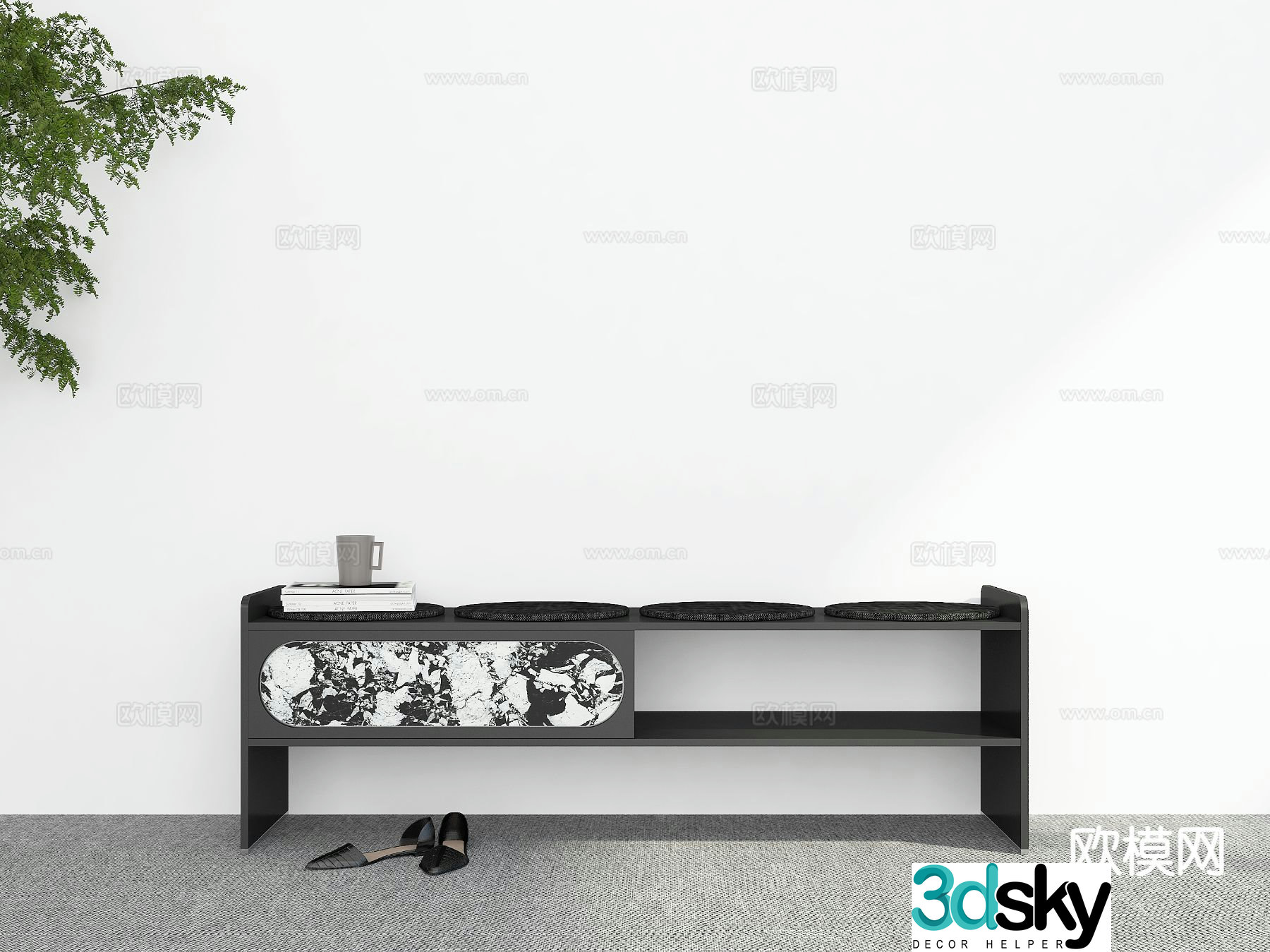 Modern shoe replacement stool porch stool shoe rack stool bench 3d model