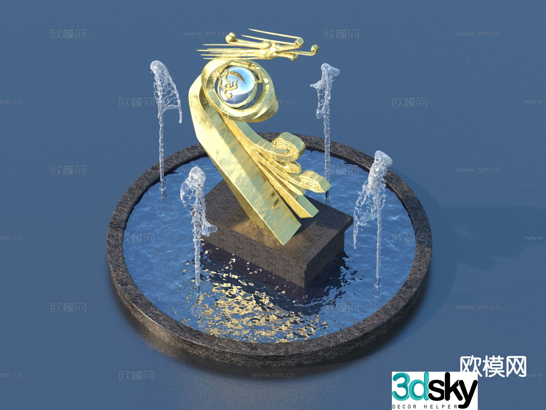 Urban Sculpture Waterscape Sketch Landscape Sculpture 3D Model