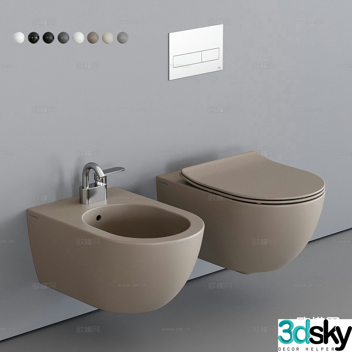 Modern wall-mounted toilet toilet woven cleaner 3d model