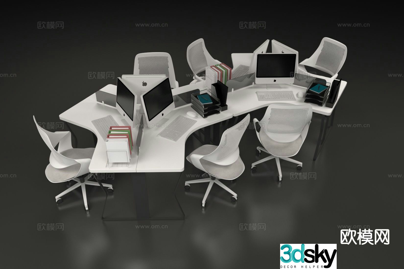 Multi-person desk joint desk 3D model
