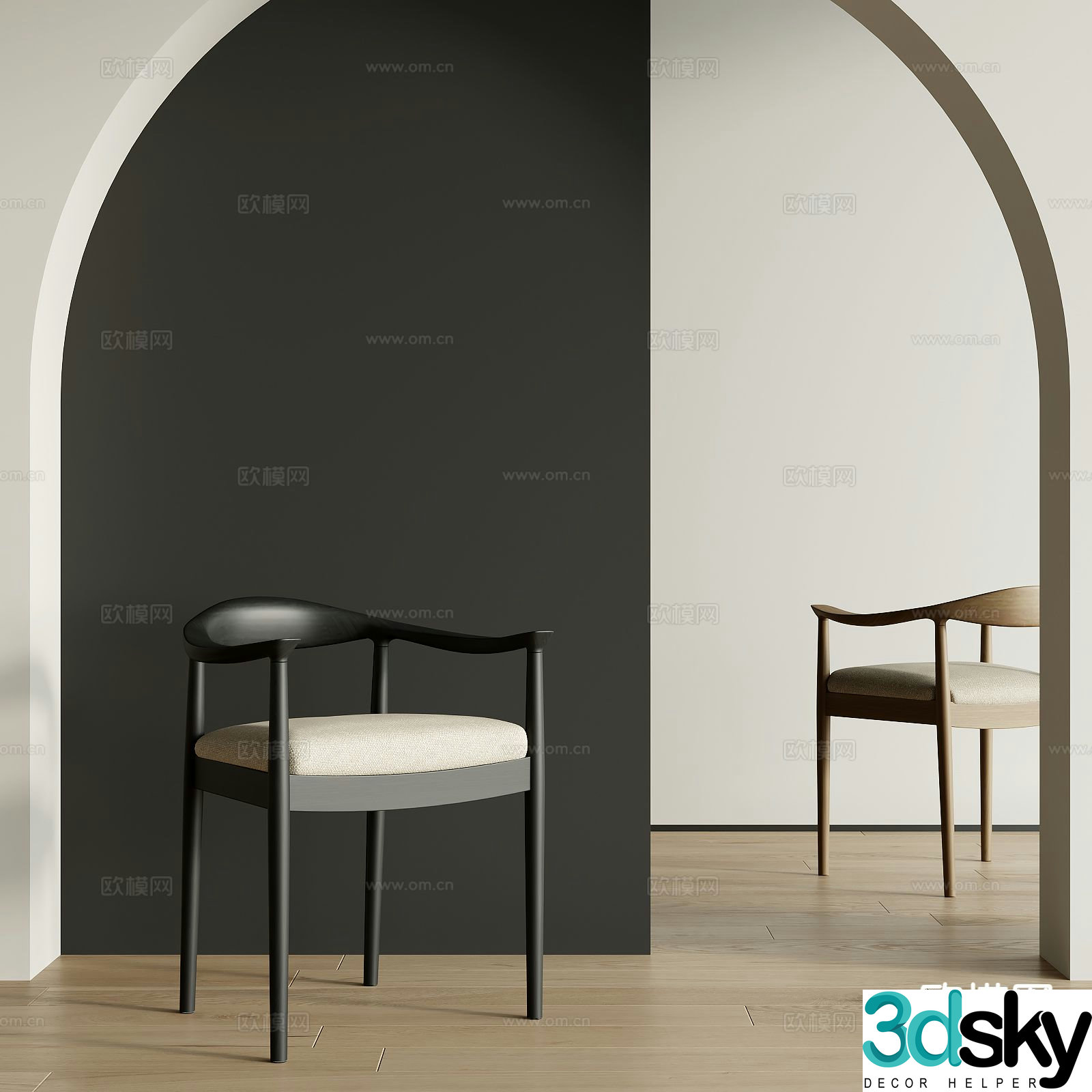 Medieval style chair dining chair 3d model
