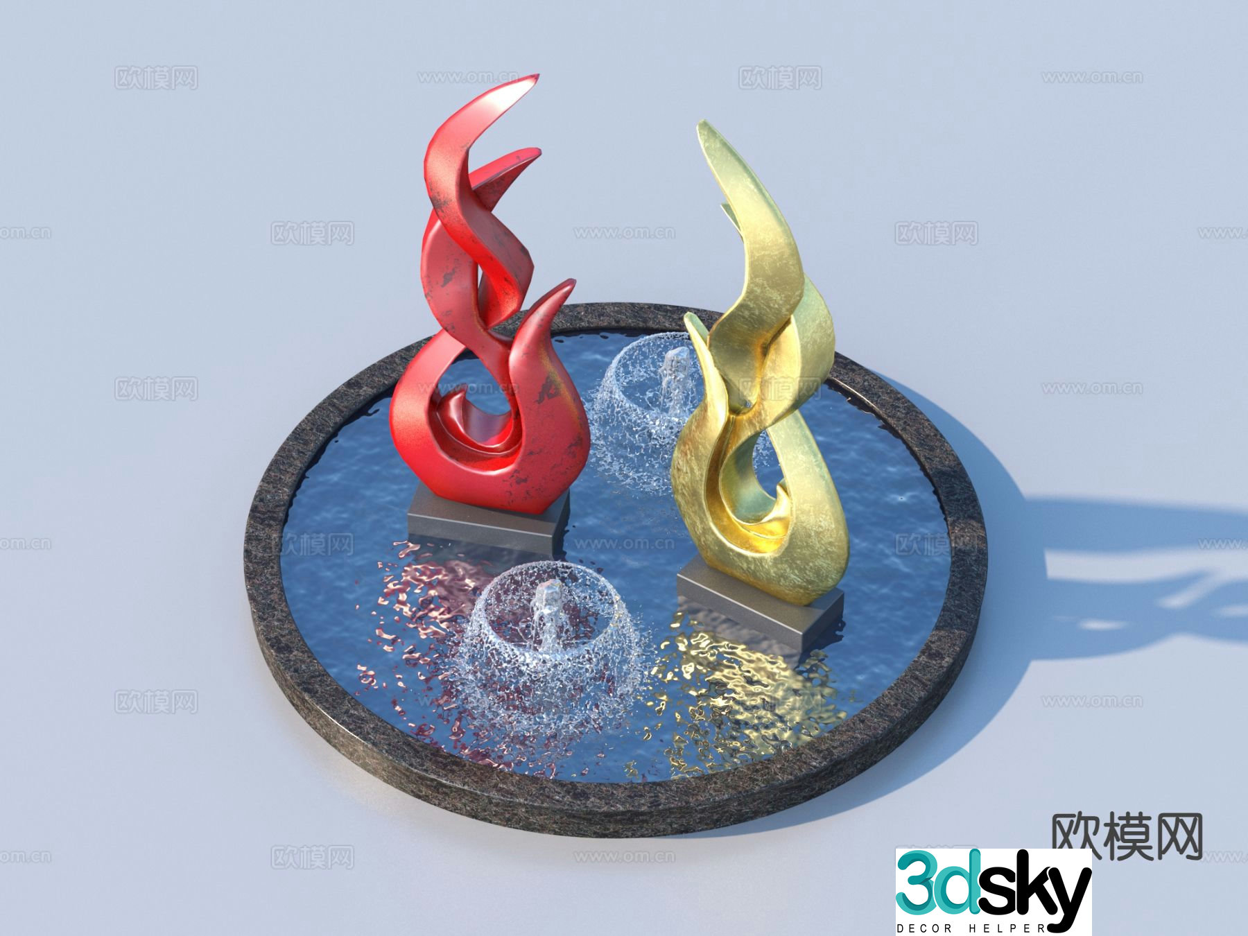 Urban Sculpture Waterscape Sketch Landscape Sculpture 3D Model