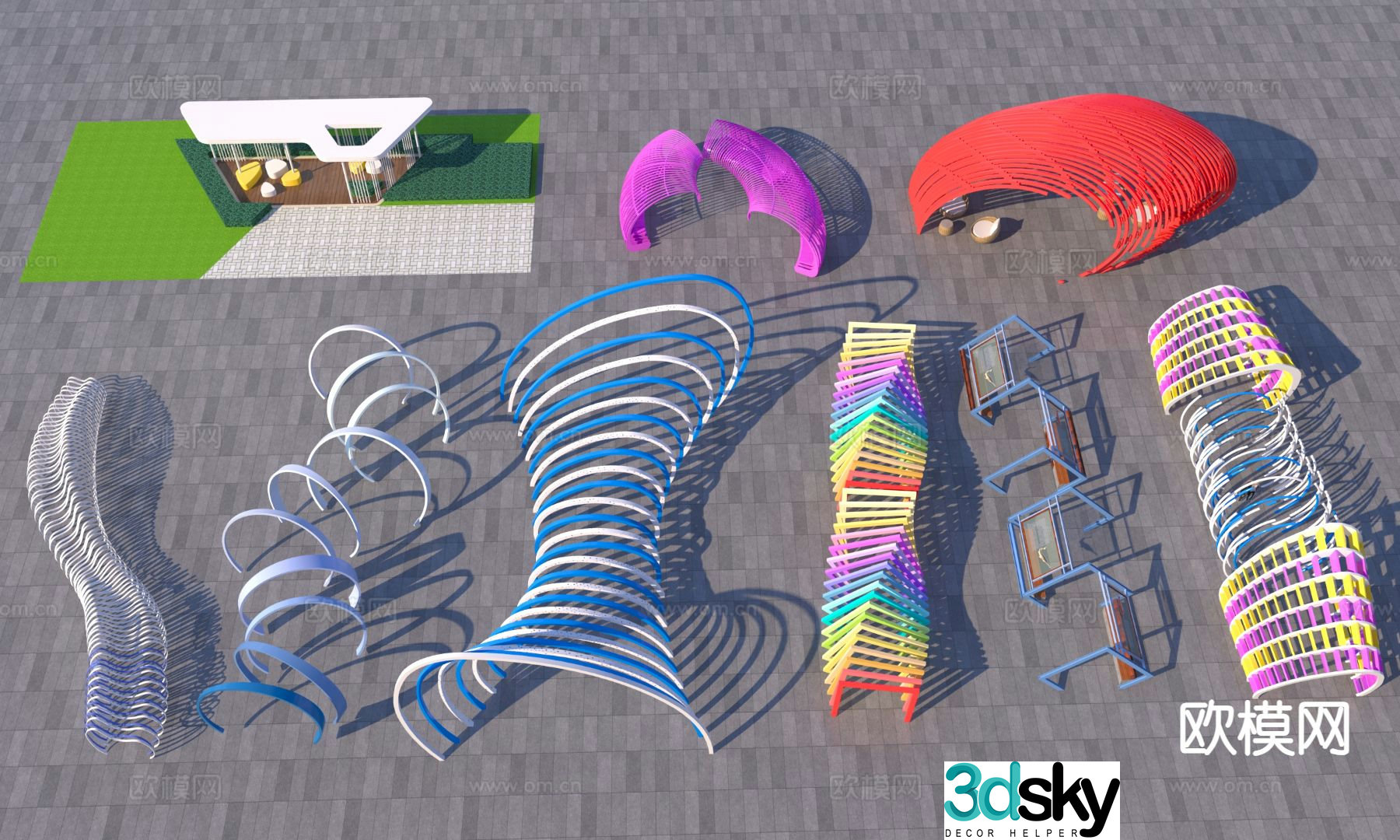 Special-shaped gallery landscape gallery 3D model