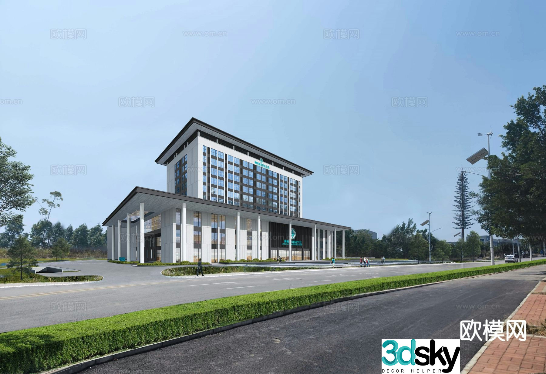 New Chinese style complex office building appearance 3D model