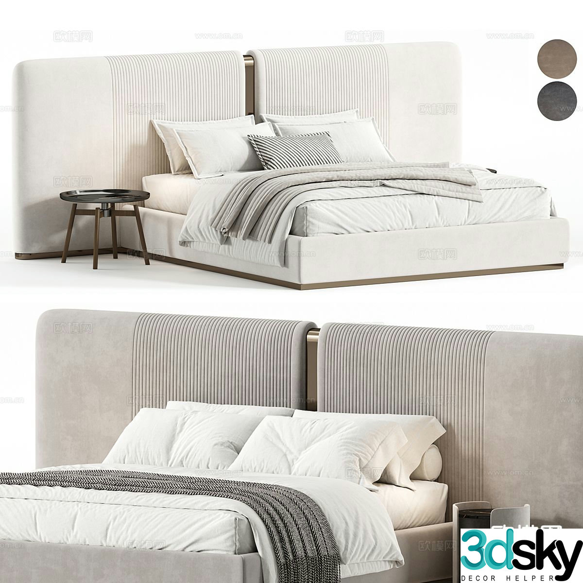 Double modern double bed 3d model