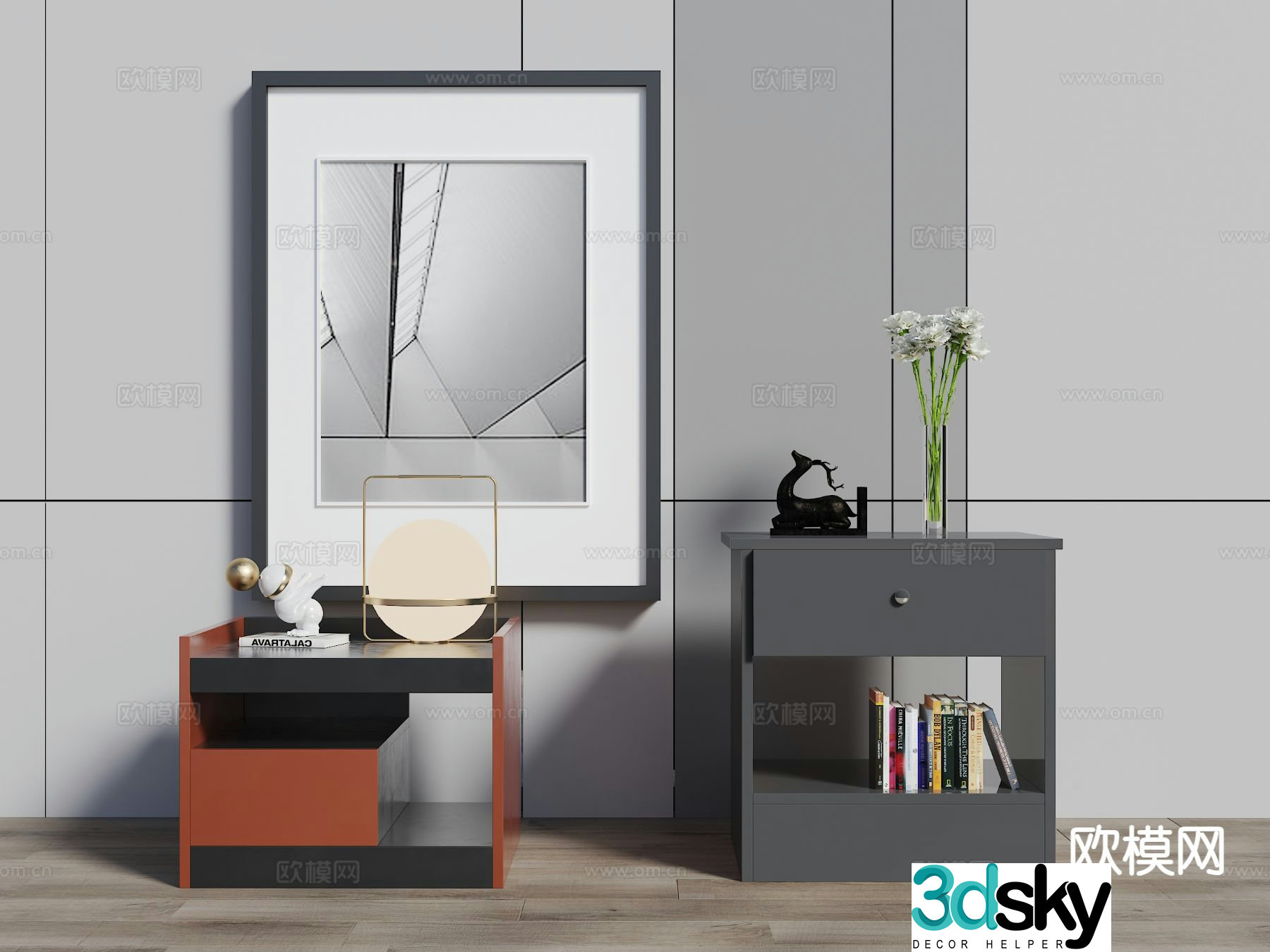 Modern bedside table 3d model