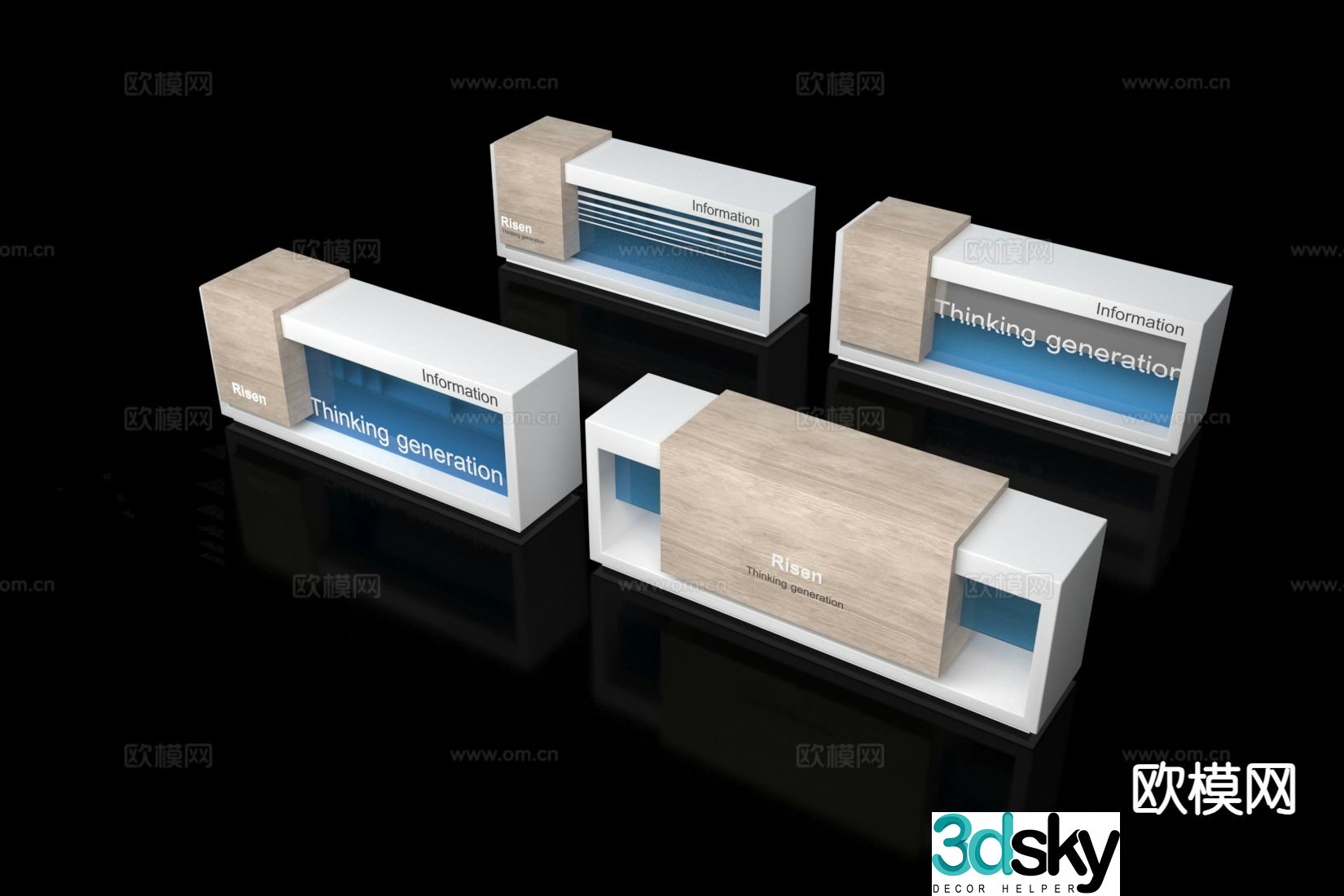 Front desk reception desk service desk 3d model