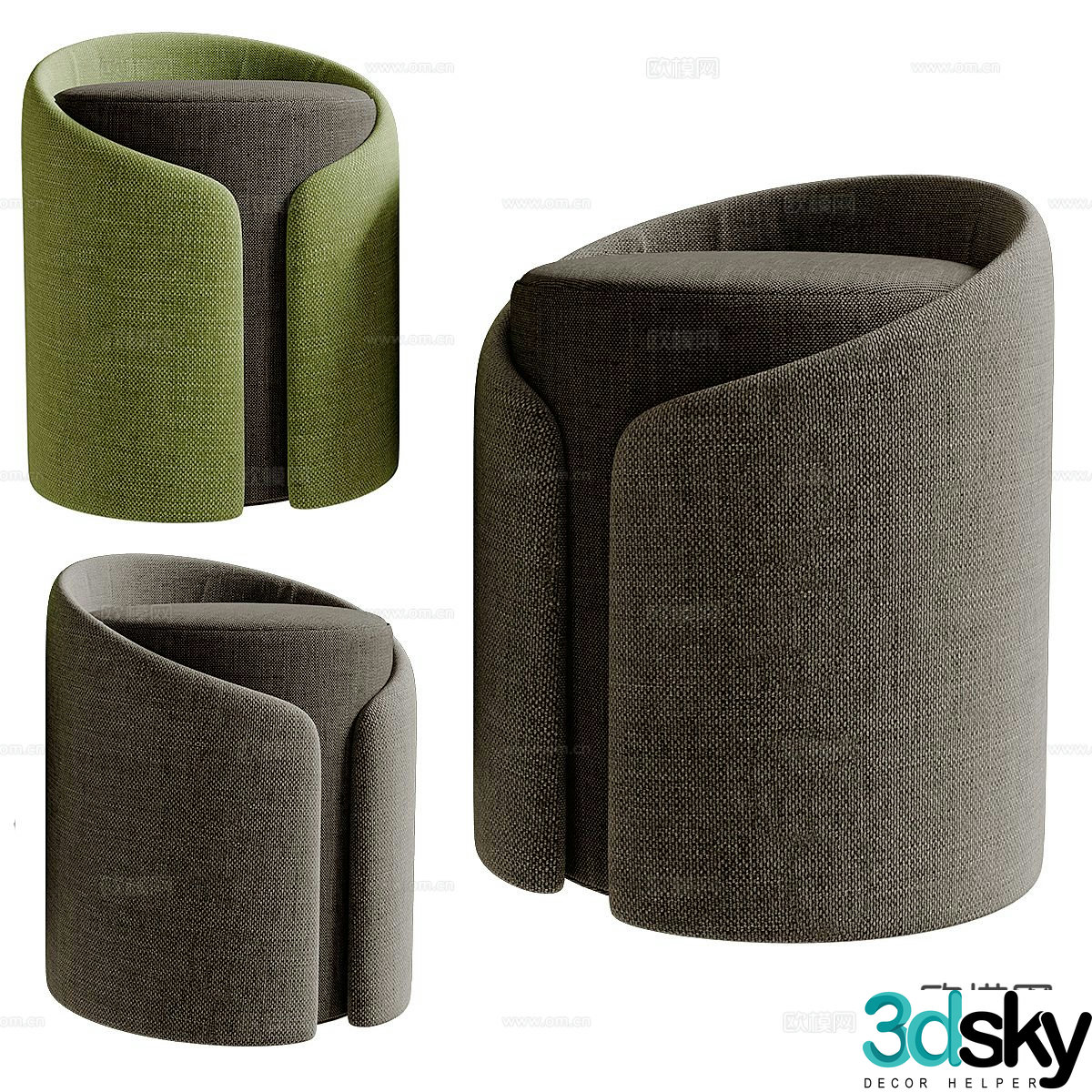 Modern sofa stool fabric stool stool 3d model