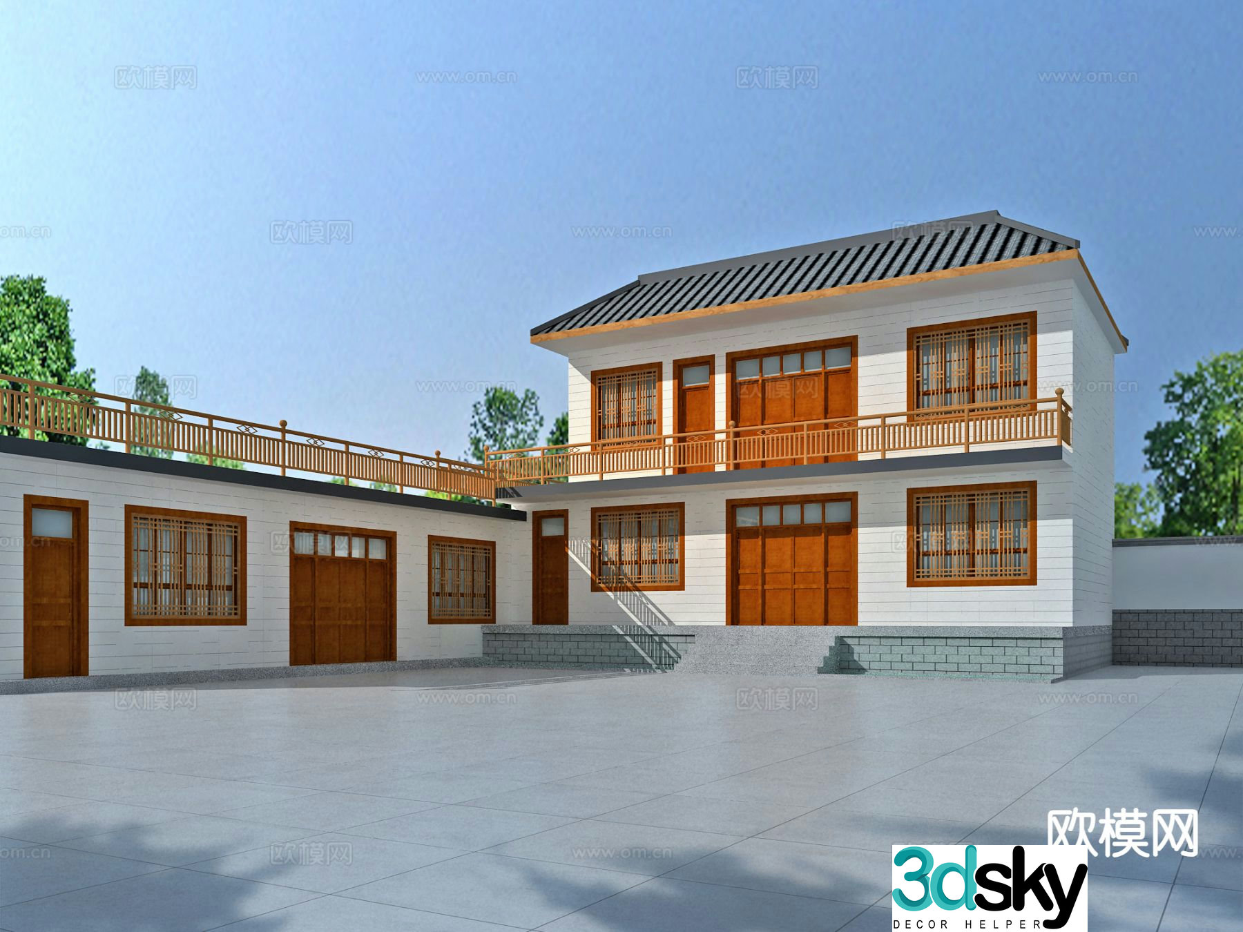 New Chinese style rural house self-built house appearance 3D model