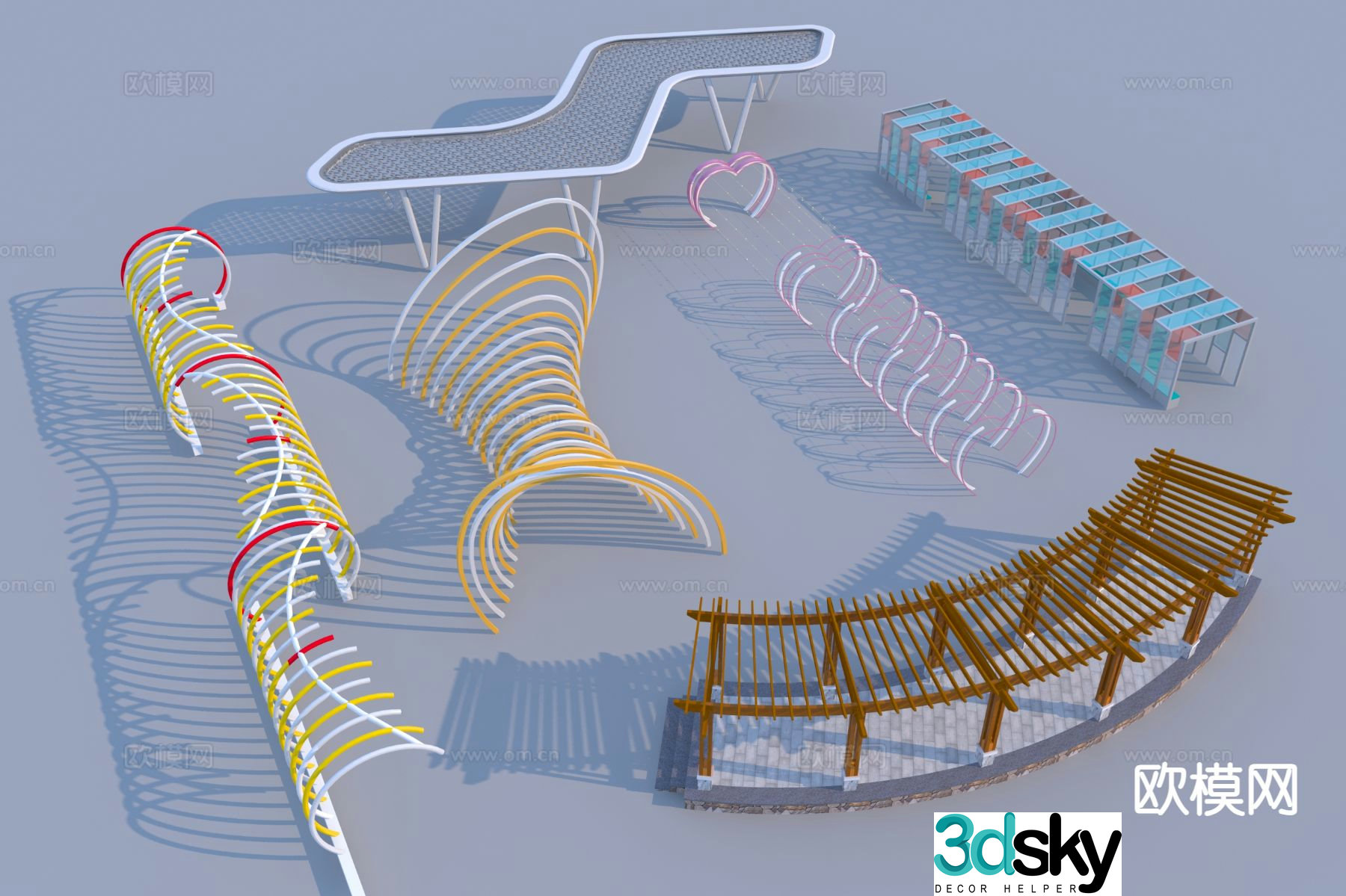 Special-shaped gallery landscape gallery leisure pavilion gallery 3D model