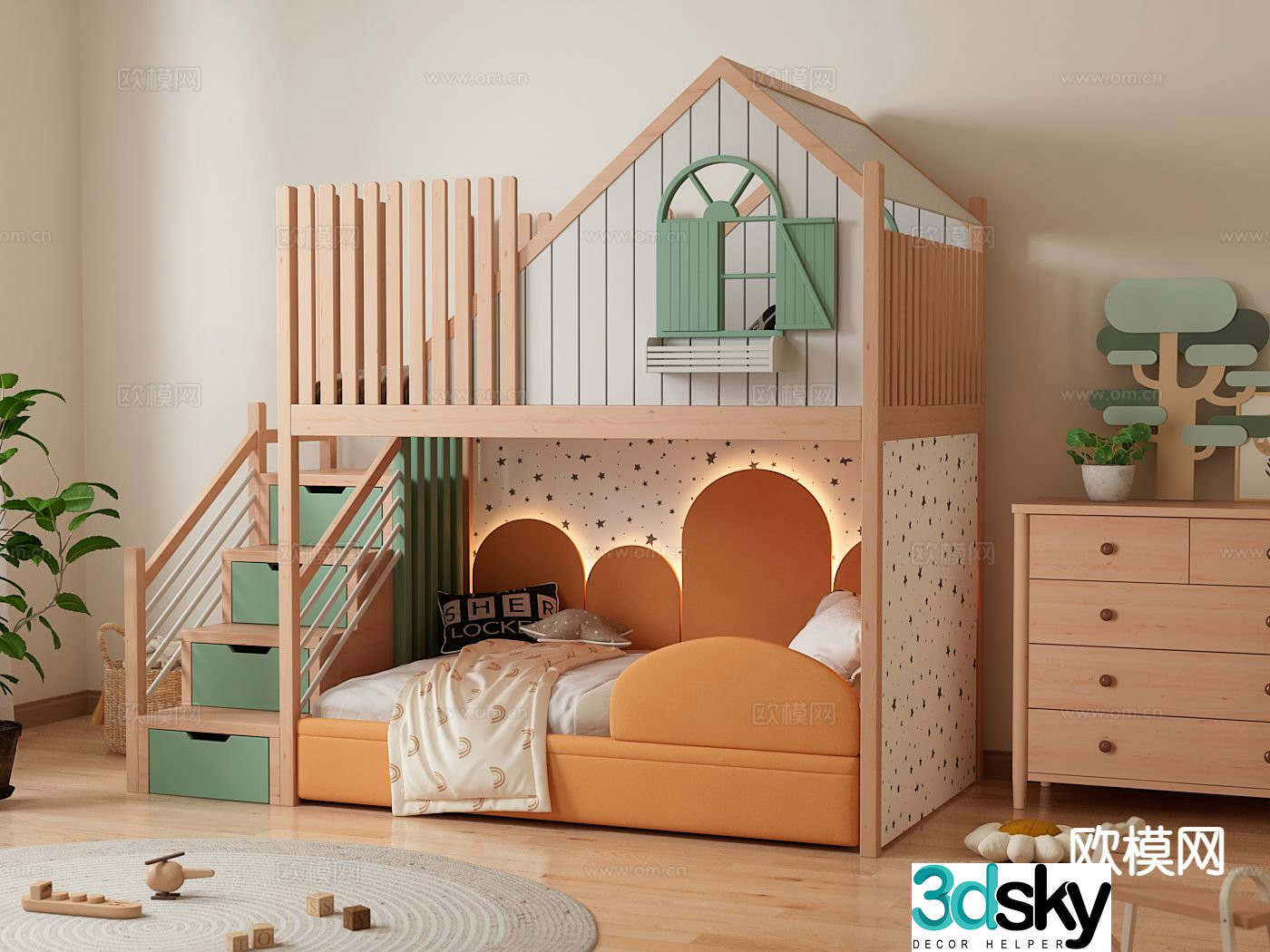 Modern children’s bed 3d model