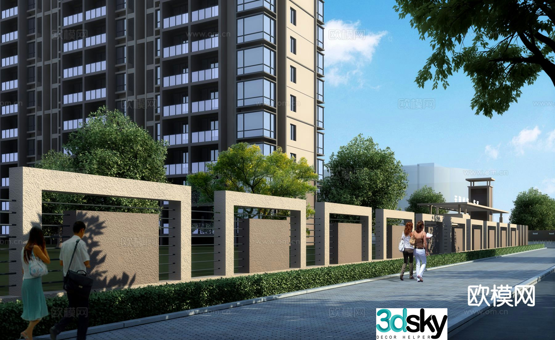 3D model of the inner courtyard landscape of the community